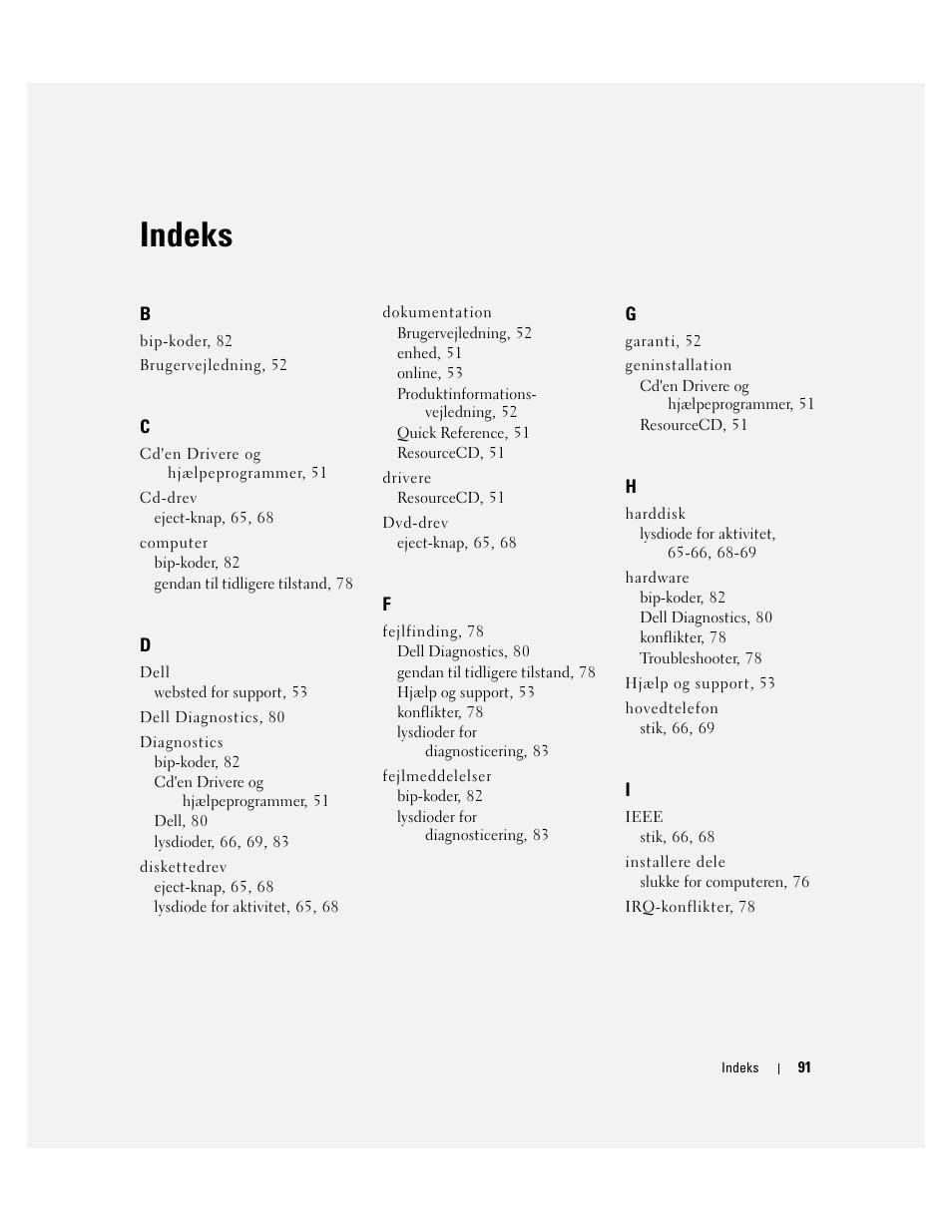 Indeks | Dell Precision 390 User Manual | Page 91 / 368