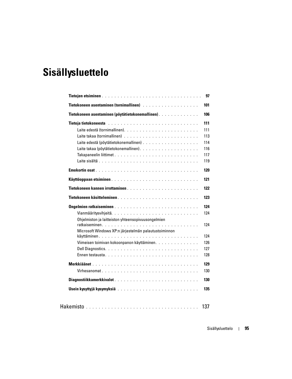 Sisällysluettelo, Hakemisto | Dell Precision 390 User Manual | Page 95 / 368