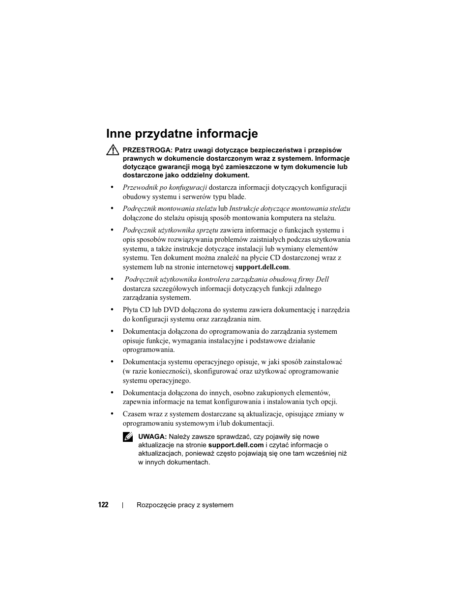 Inne przydatne informacje | Dell PowerEdge M600 User Manual | Page 124 / 201