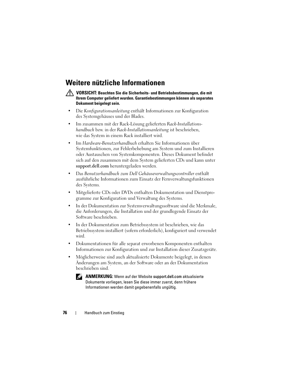 Weitere nützliche informationen | Dell PowerEdge M600 User Manual | Page 78 / 201