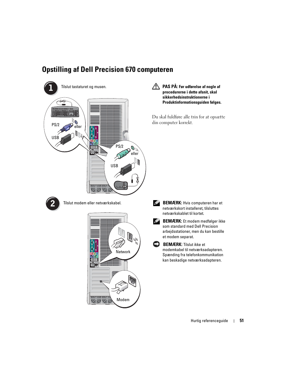 Opstilling af dell precision 670 computeren | Dell Precision 670 User Manual | Page 51 / 328