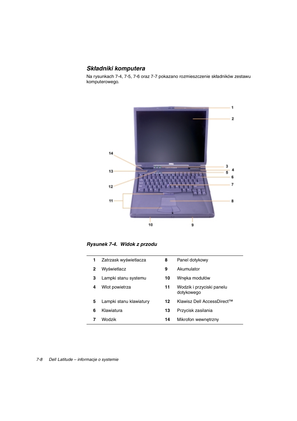 Składniki komputera | Dell Latitude C800 User Manual | Page 119 / 215