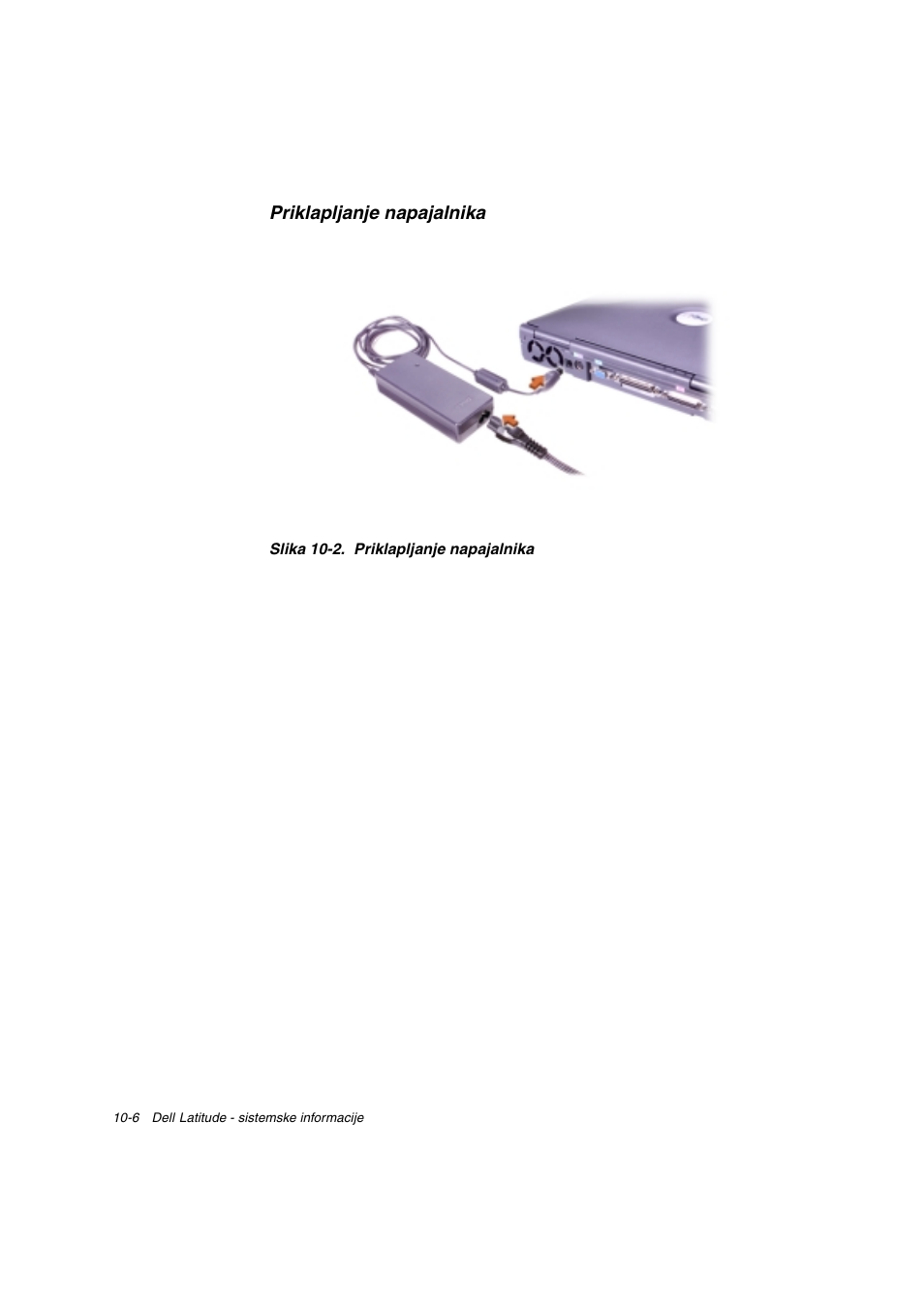 Priklapljanje napajalnika | Dell Latitude C800 User Manual | Page 171 / 215