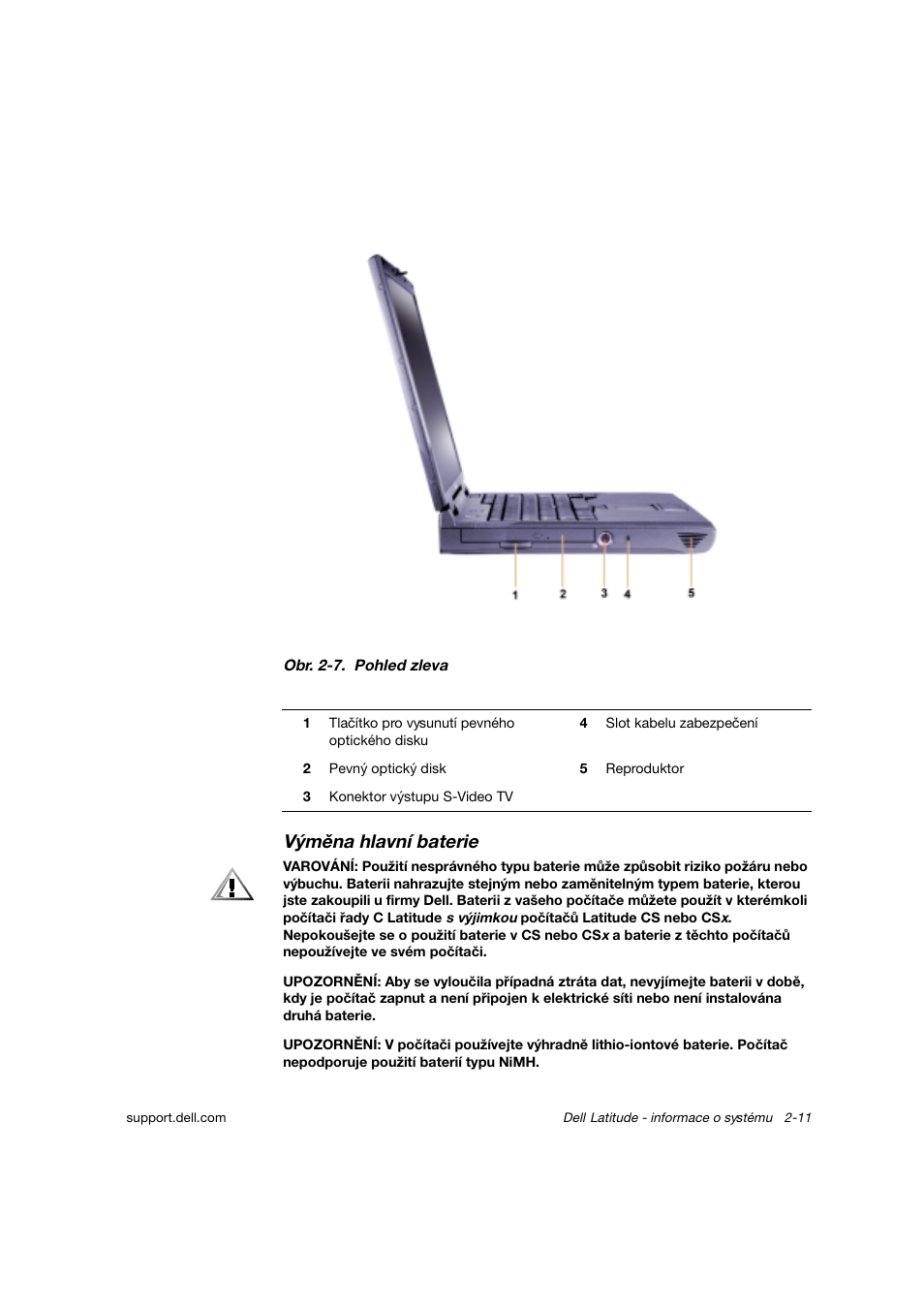 Výměna hlavní baterie | Dell Latitude C800 User Manual | Page 32 / 215