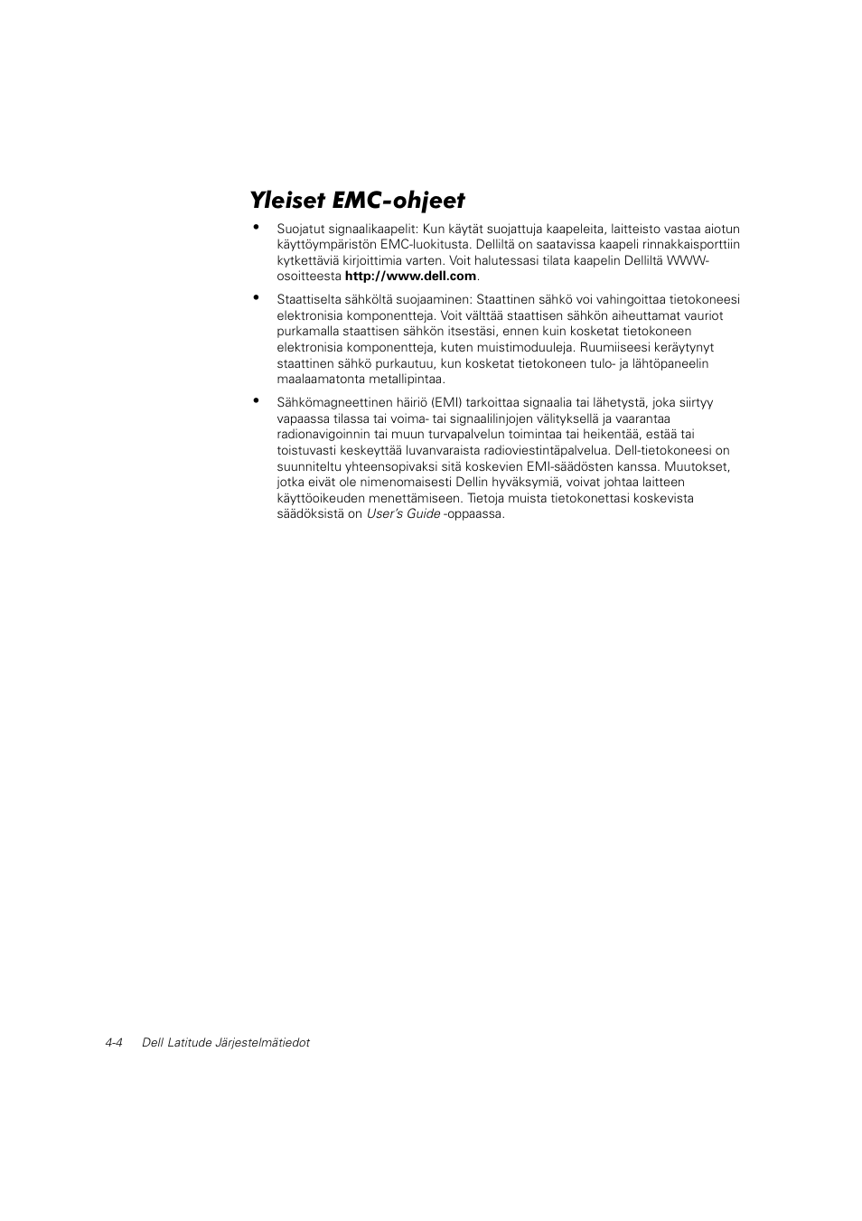 Yleiset emc-ohjeet | Dell Latitude C800 User Manual | Page 61 / 215