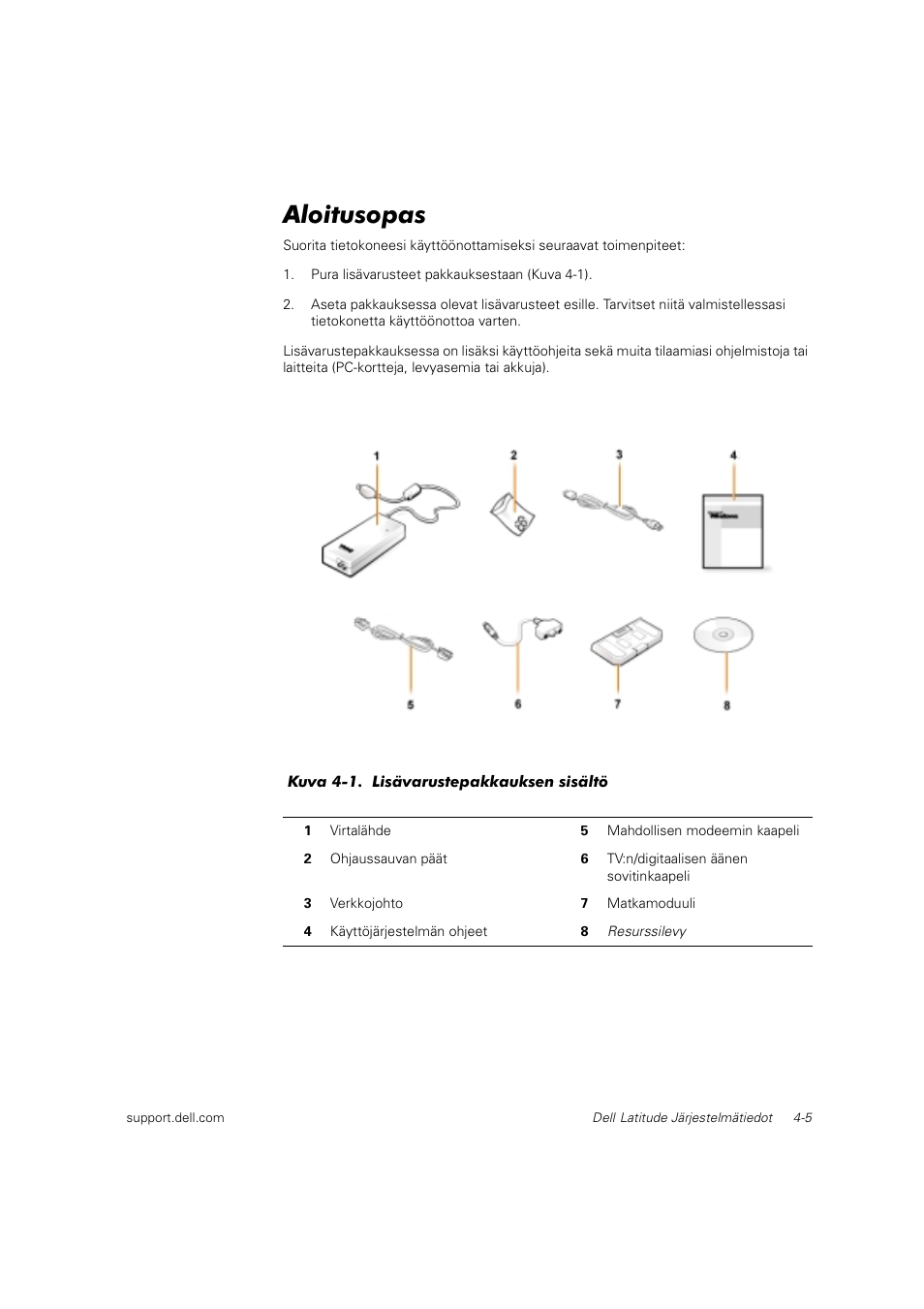 Aloitusopas | Dell Latitude C800 User Manual | Page 62 / 215