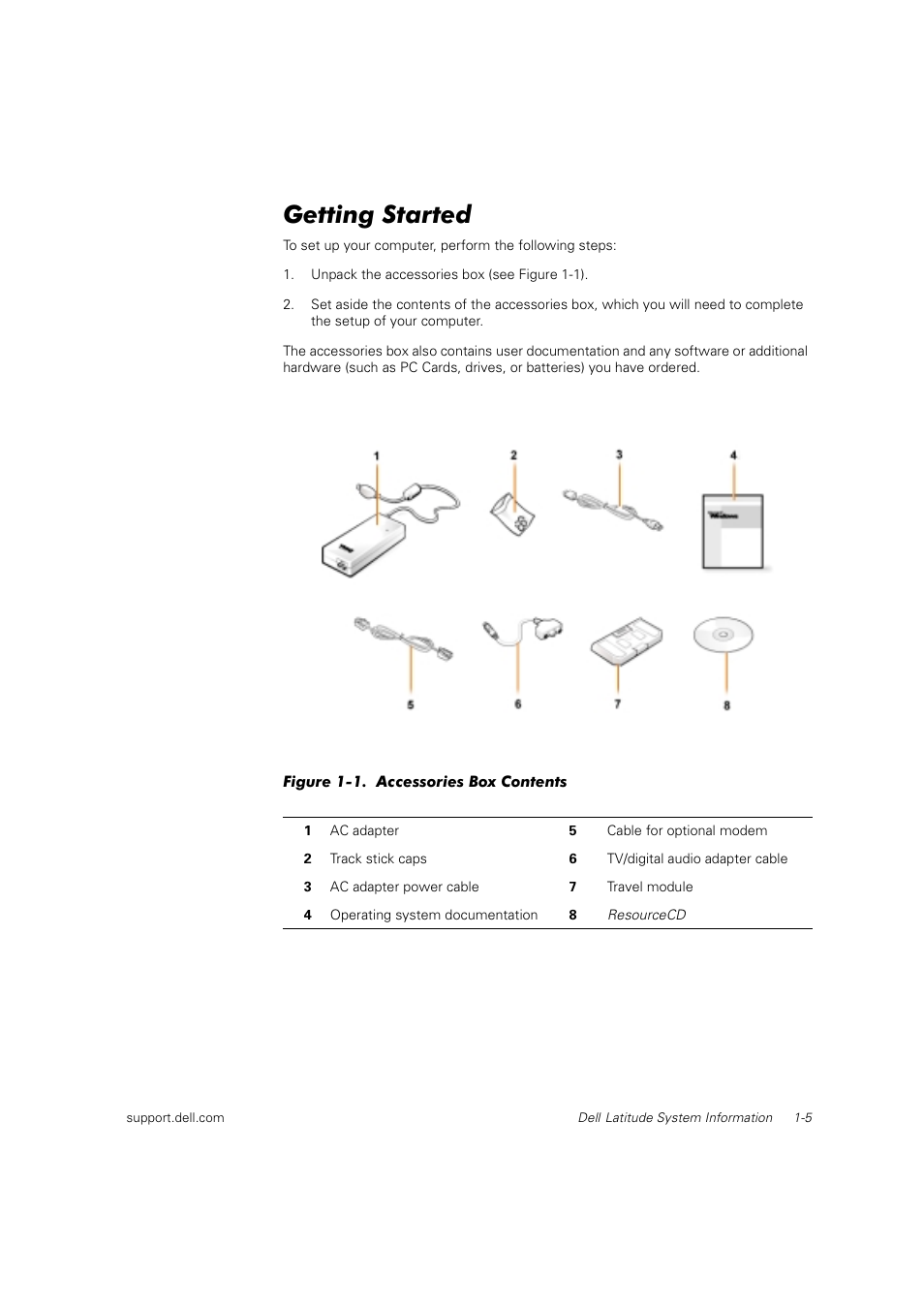 Getting started | Dell Latitude C800 User Manual | Page 8 / 215