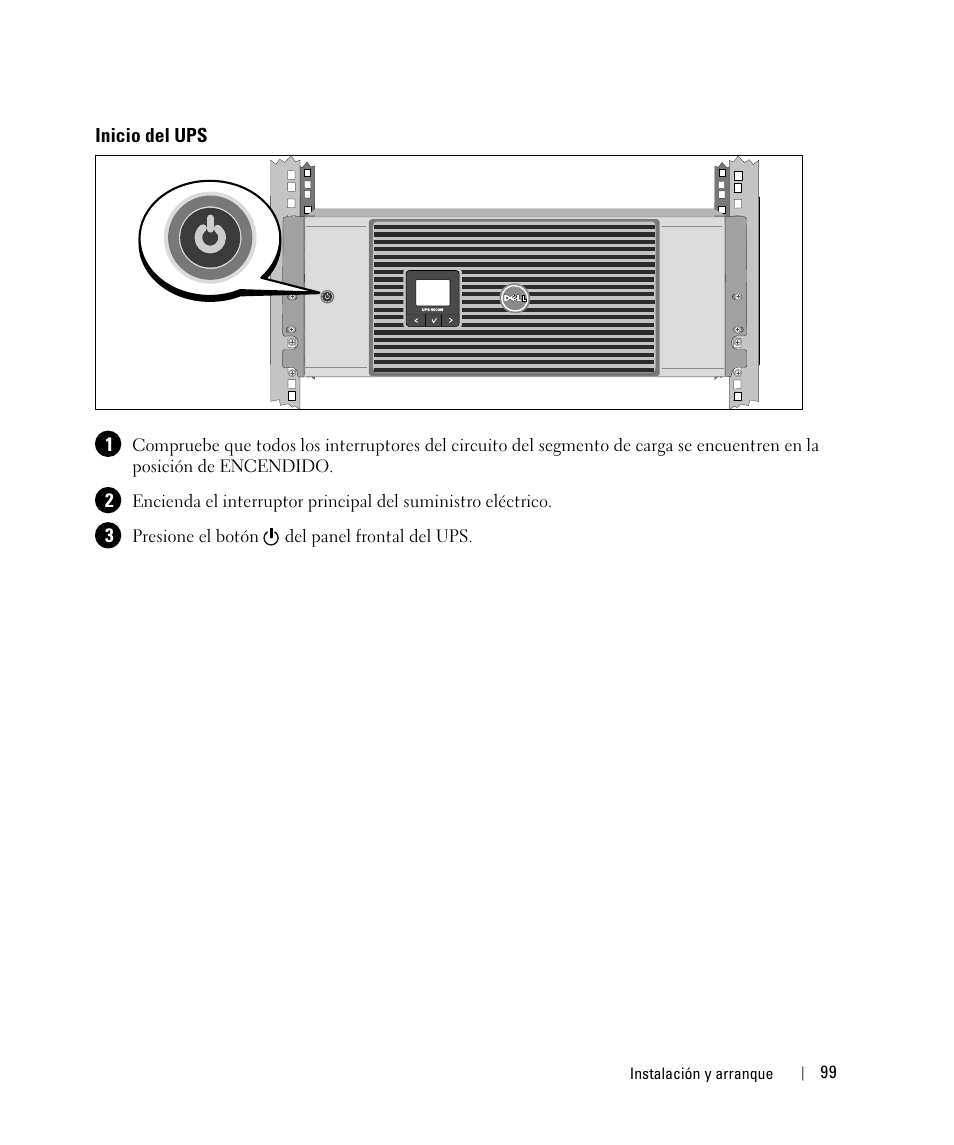 Inicio del ups | Dell UPS 5600R User Manual | Page 101 / 184