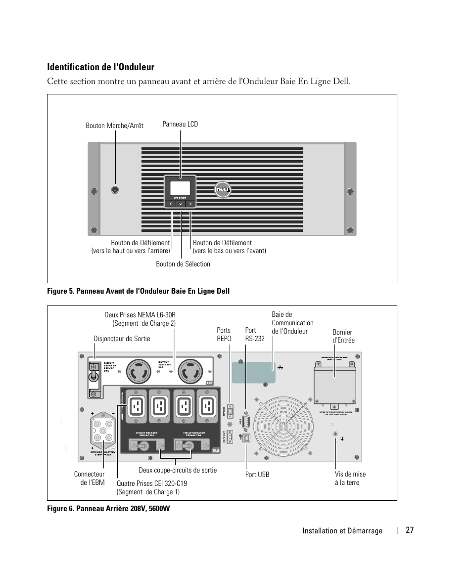 Identification de l'onduleur | Dell UPS 5600R User Manual | Page 29 / 184