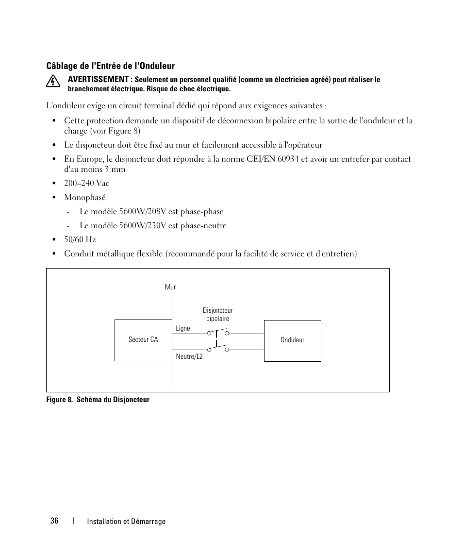 Câblage de l'entrée de l'onduleur | Dell UPS 5600R User Manual | Page 38 / 184