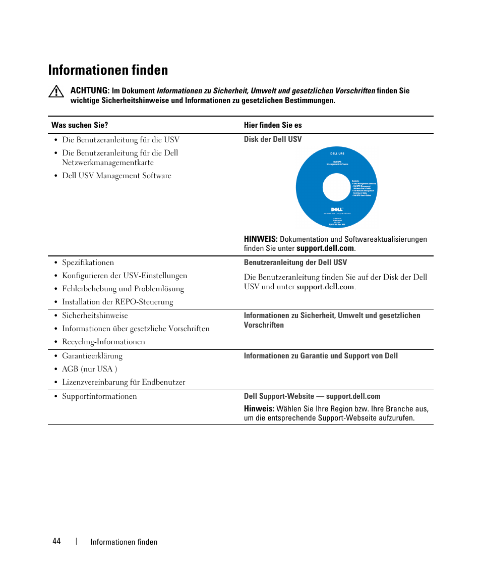 Informationen finden | Dell UPS 5600R User Manual | Page 46 / 184