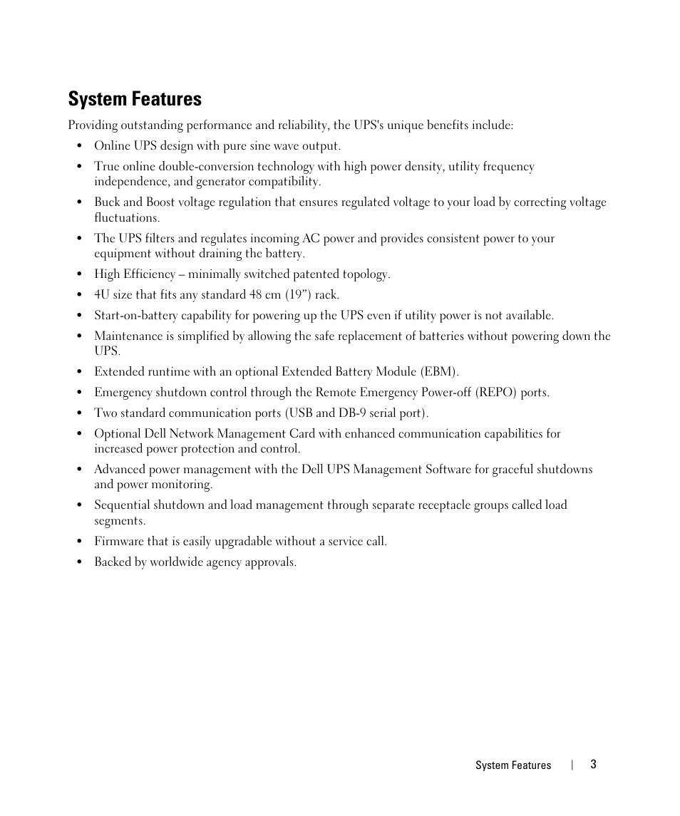 System features | Dell UPS 5600R User Manual | Page 5 / 184