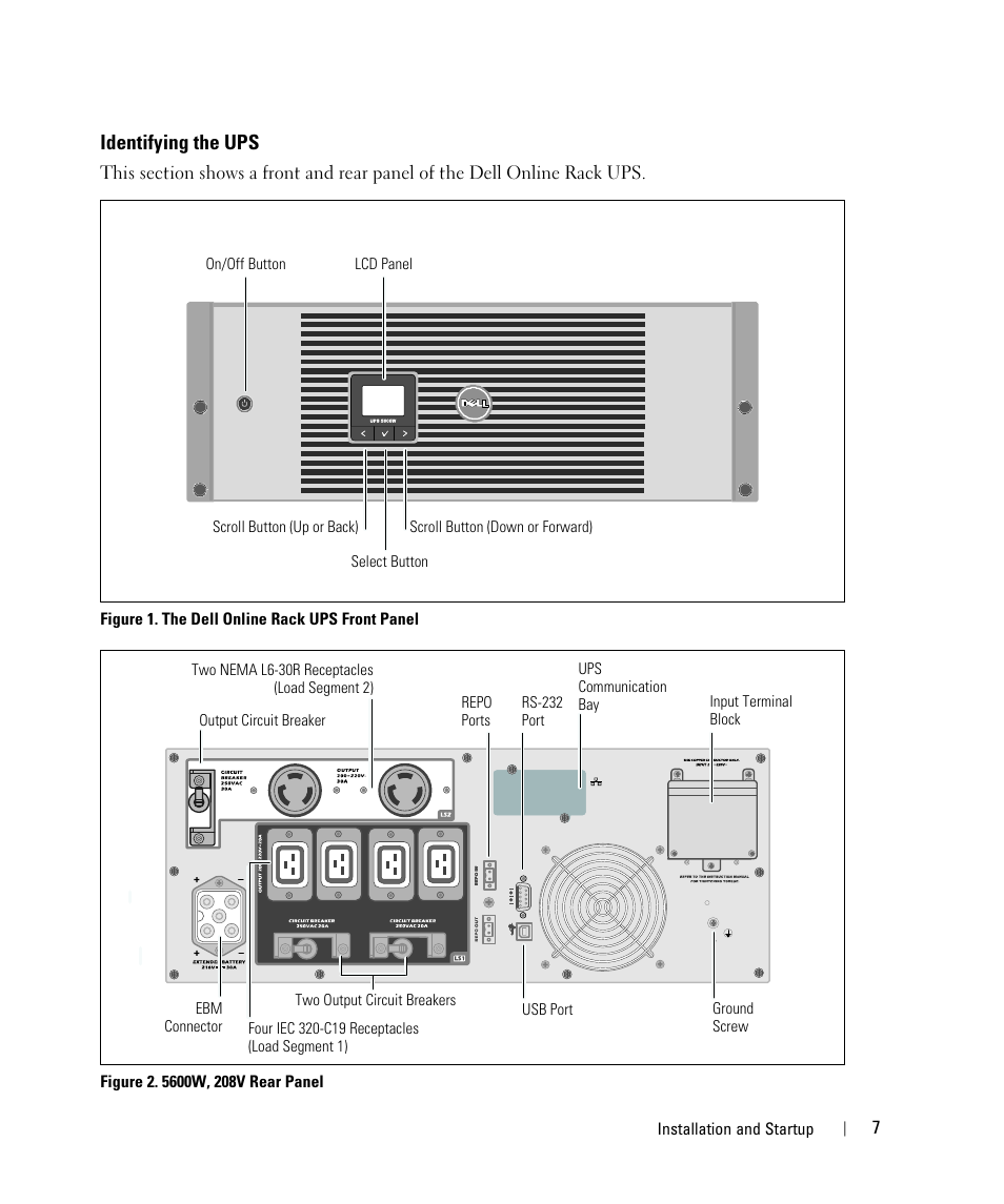 Identifying the ups | Dell UPS 5600R User Manual | Page 9 / 184