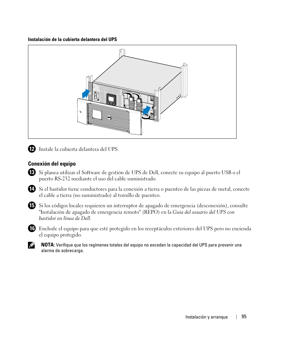 Conexión del equipo | Dell UPS 5600R User Manual | Page 97 / 184
