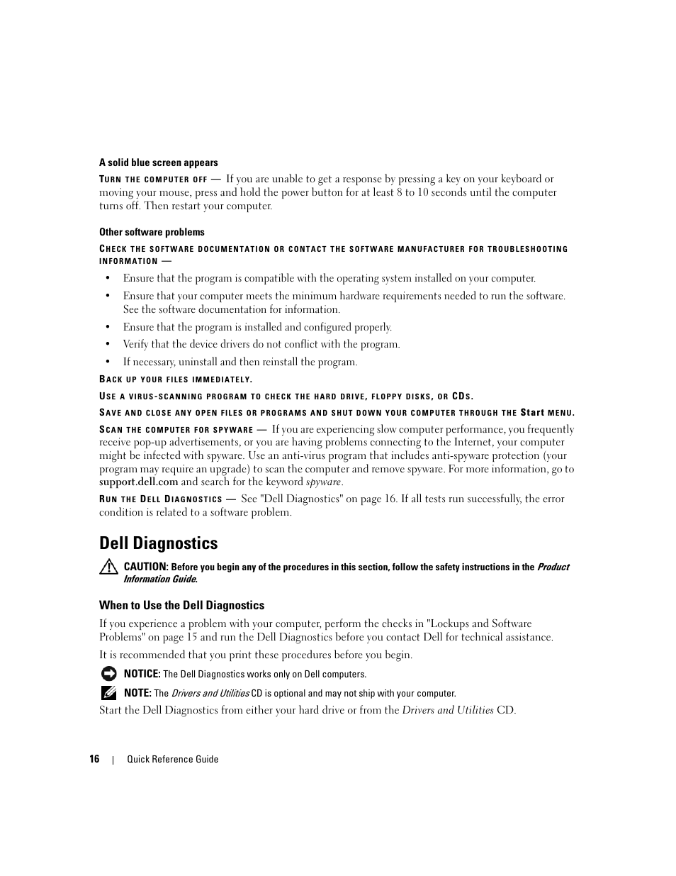 Dell diagnostics, When to use the dell diagnostics | Dell Latitude 131L User Manual | Page 16 / 88