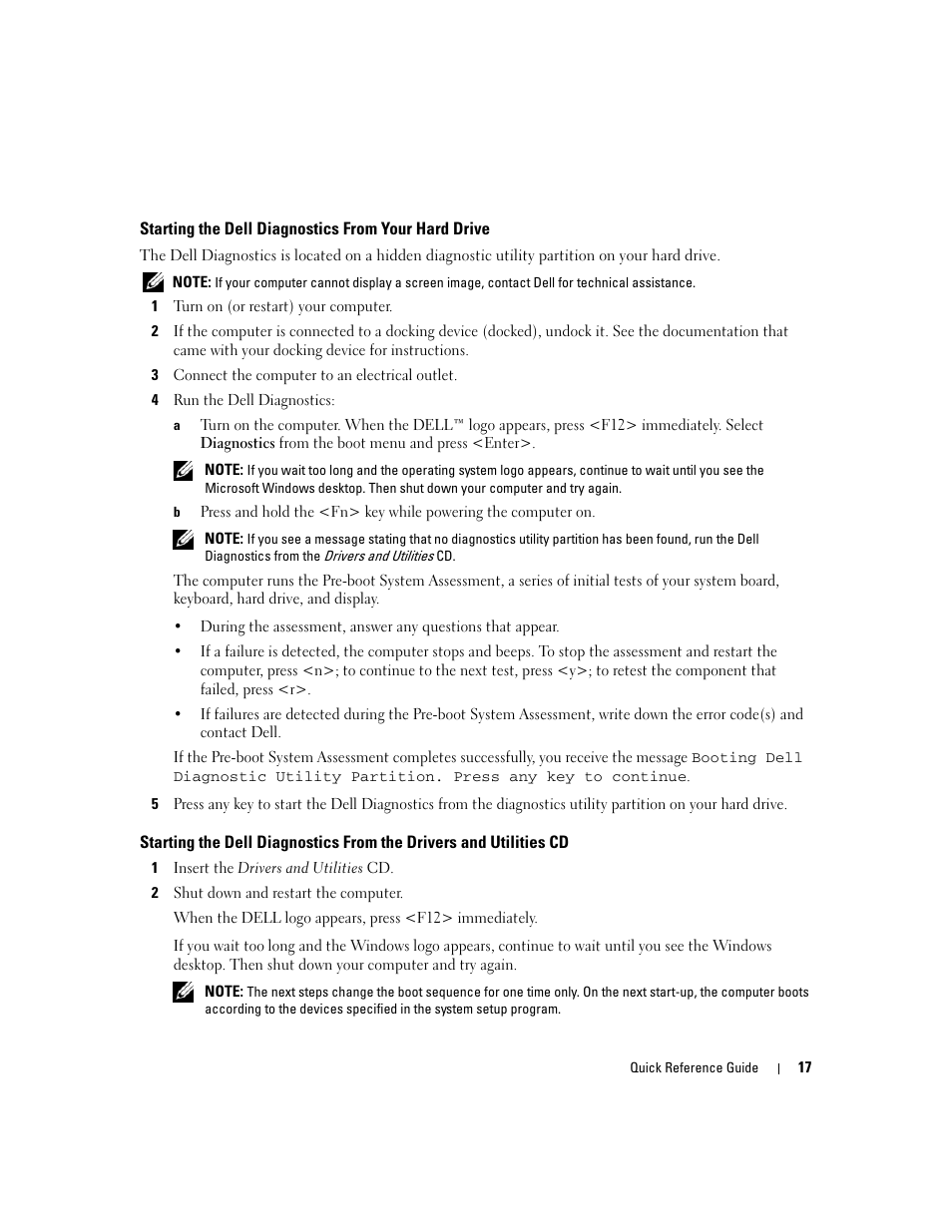 Starting the dell diagnostics from your hard drive | Dell Latitude 131L User Manual | Page 17 / 88