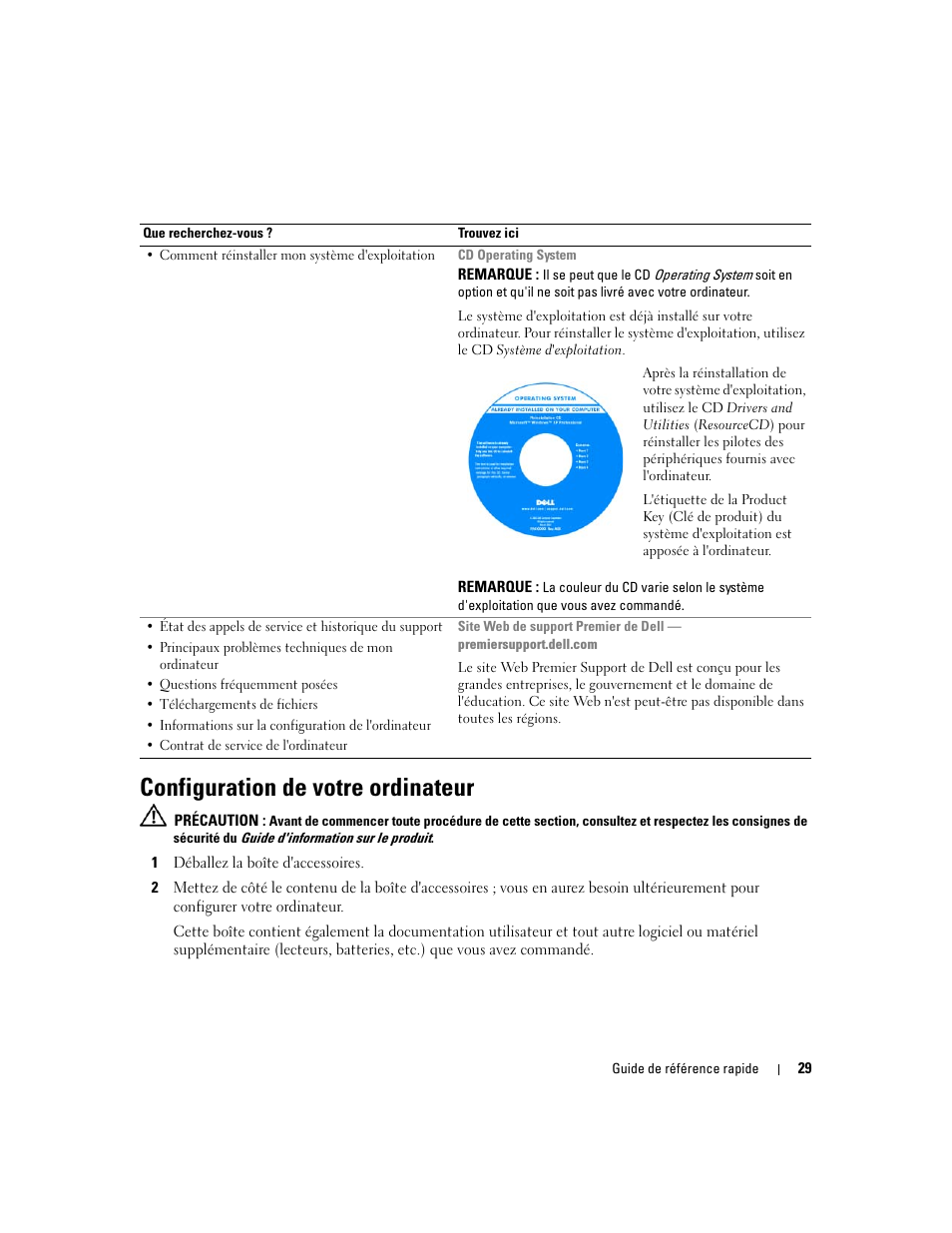Configuration de votre ordinateur | Dell Latitude 131L User Manual | Page 29 / 88