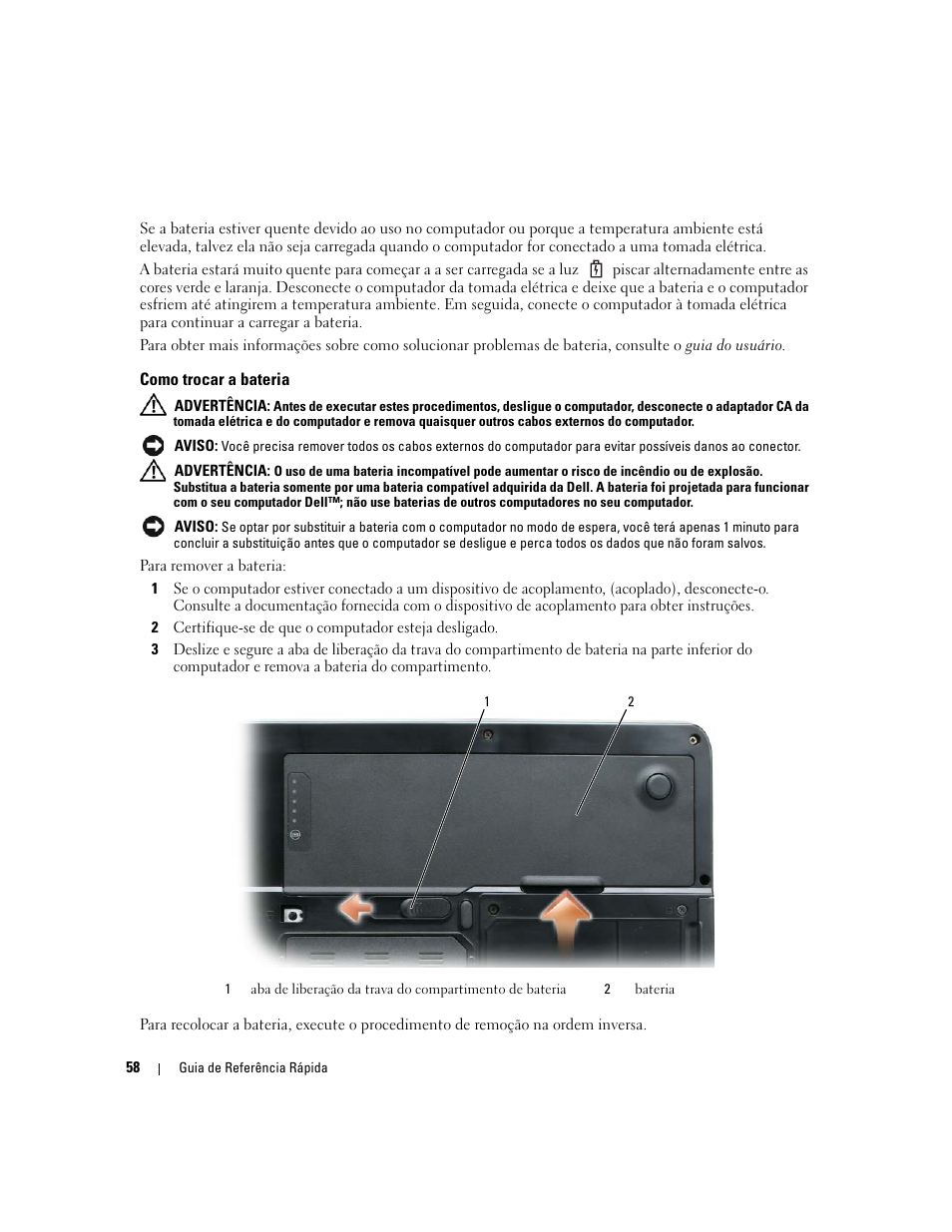 Como trocar a bateria | Dell Latitude 131L User Manual | Page 58 / 88