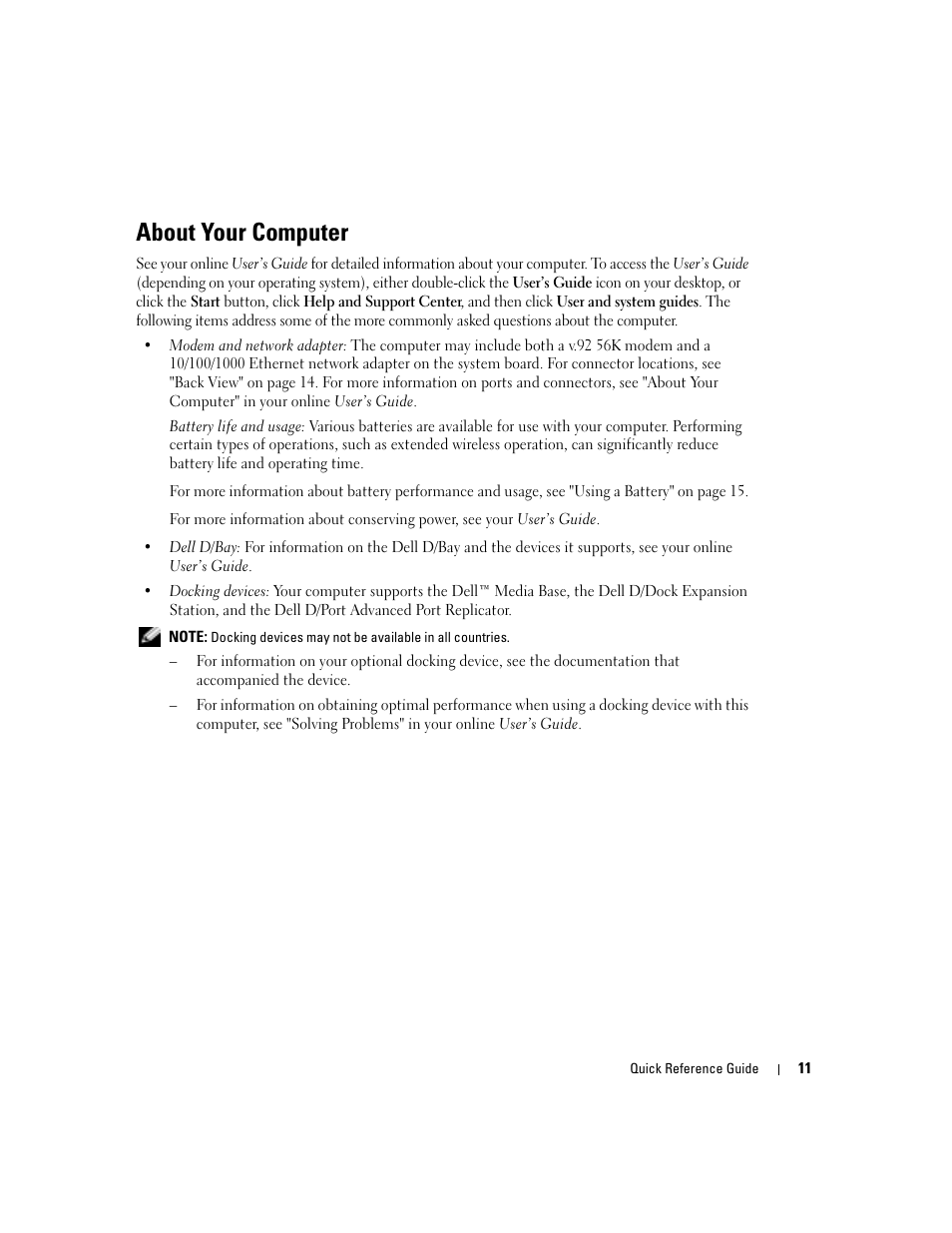 About your computer | Dell Latitude D410 User Manual | Page 11 / 248
