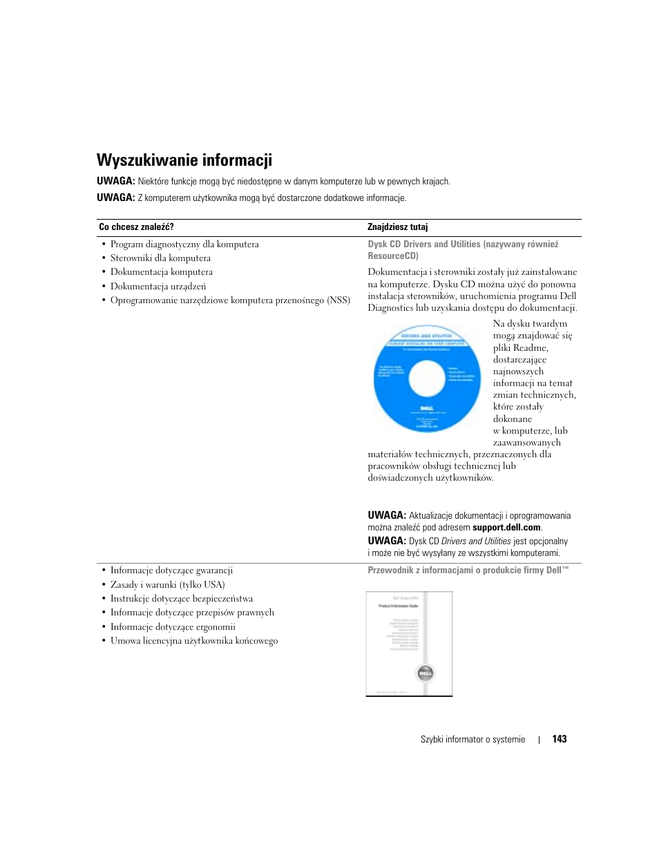 Wyszukiwanie informacji | Dell Latitude D410 User Manual | Page 143 / 248