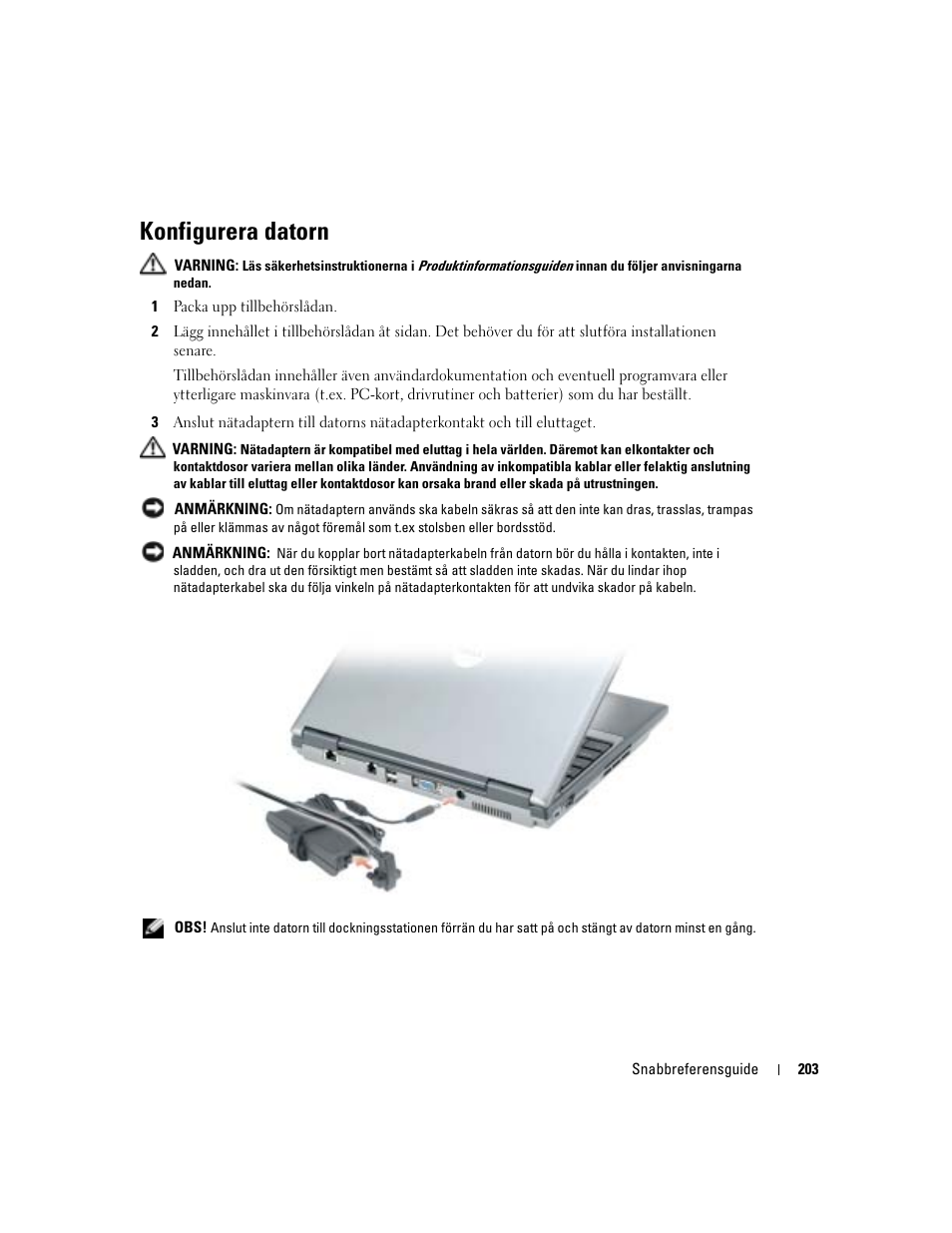Konfigurera datorn | Dell Latitude D410 User Manual | Page 203 / 248