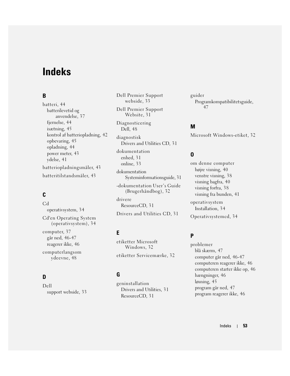 Indeks | Dell Latitude D410 User Manual | Page 53 / 248