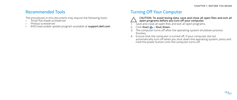 Recommended tools, Turning off your computer, Recommended tools turning off your computer | Dell Alienware Aurora User Manual | Page 7 / 117