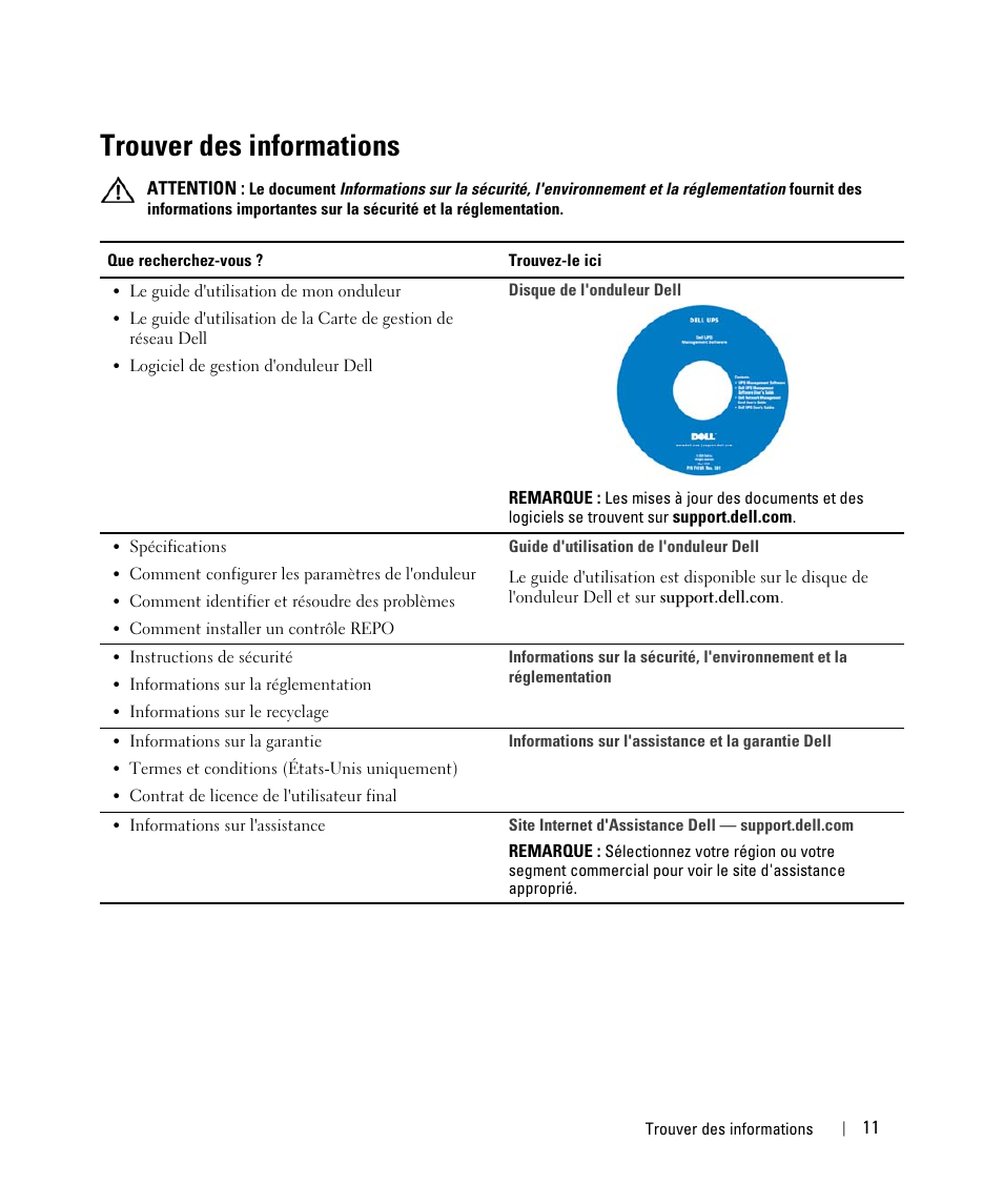 Trouver des informations | Dell UPS 5600R User Manual | Page 15 / 94