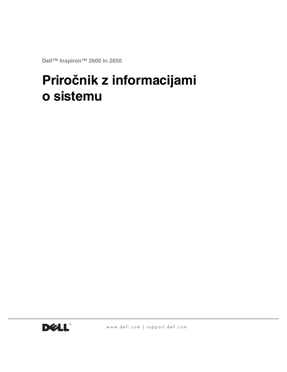 Priročnik z informacijami o sistemu | Dell INSPIRON 2600 User Manual | Page 101 / 168