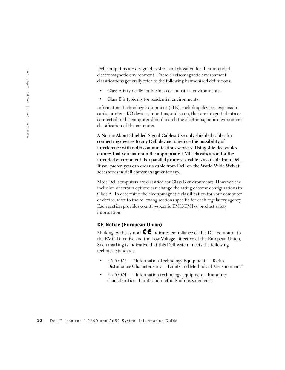Ce notice (european union) | Dell INSPIRON 2600 User Manual | Page 22 / 168