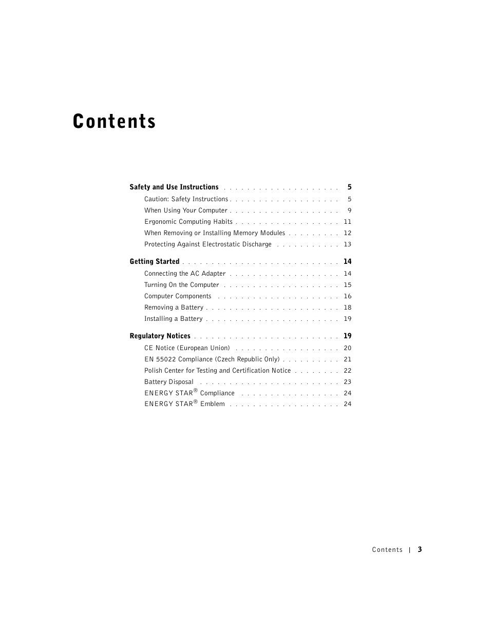 Dell INSPIRON 2600 User Manual | Page 5 / 168