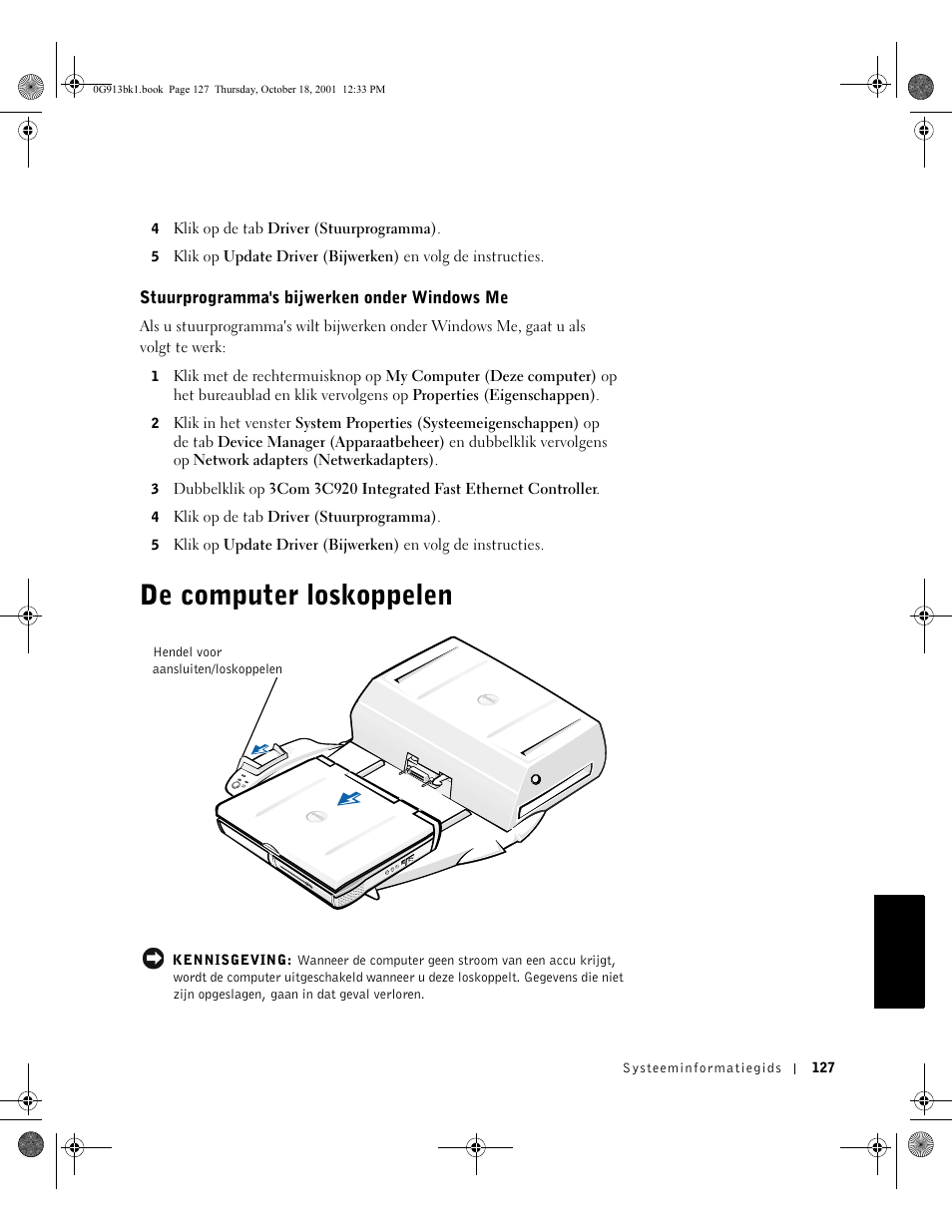 De computer loskoppelen | Dell C__Dock II Expansion Station User Manual | Page 129 / 532