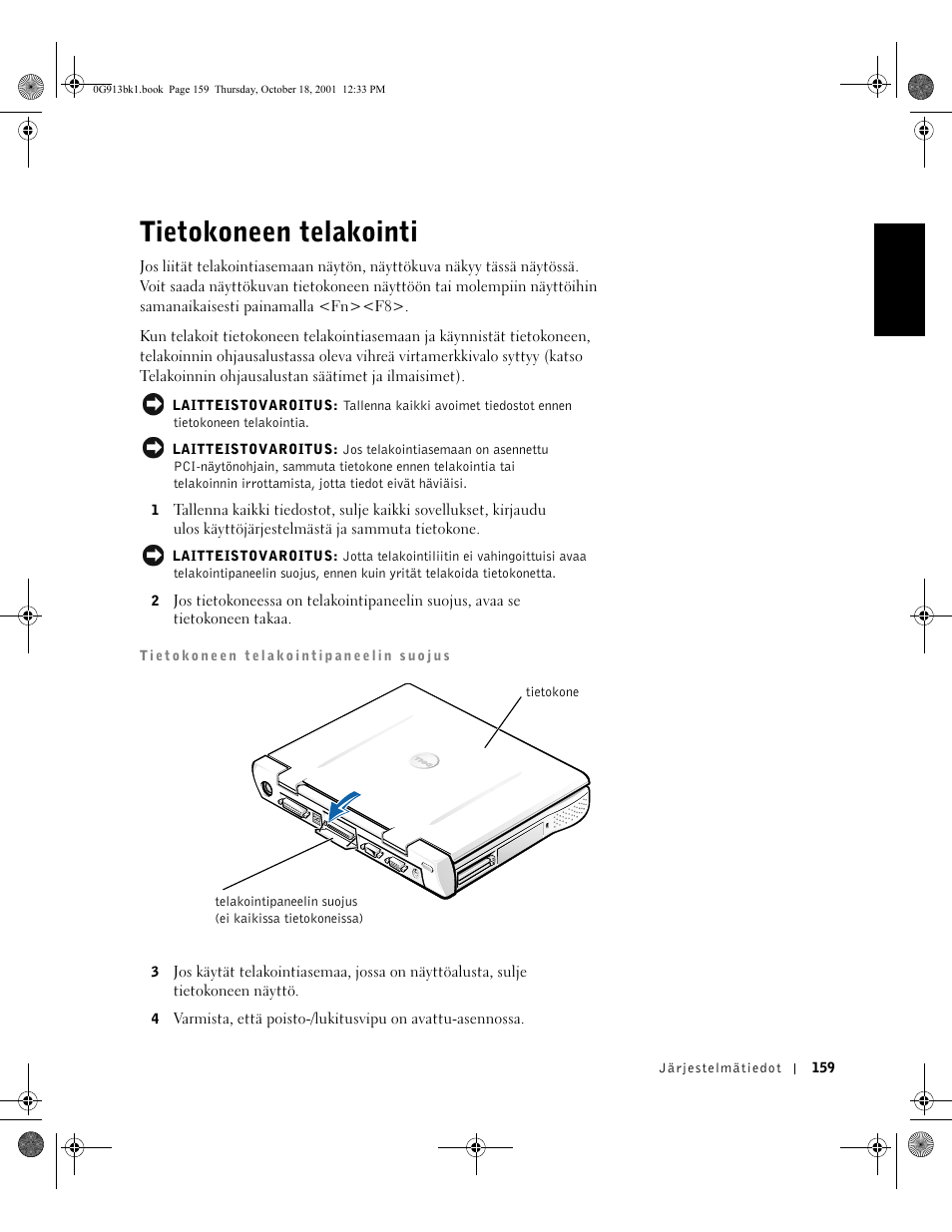 Tietokoneen telakointi | Dell C__Dock II Expansion Station User Manual | Page 161 / 532