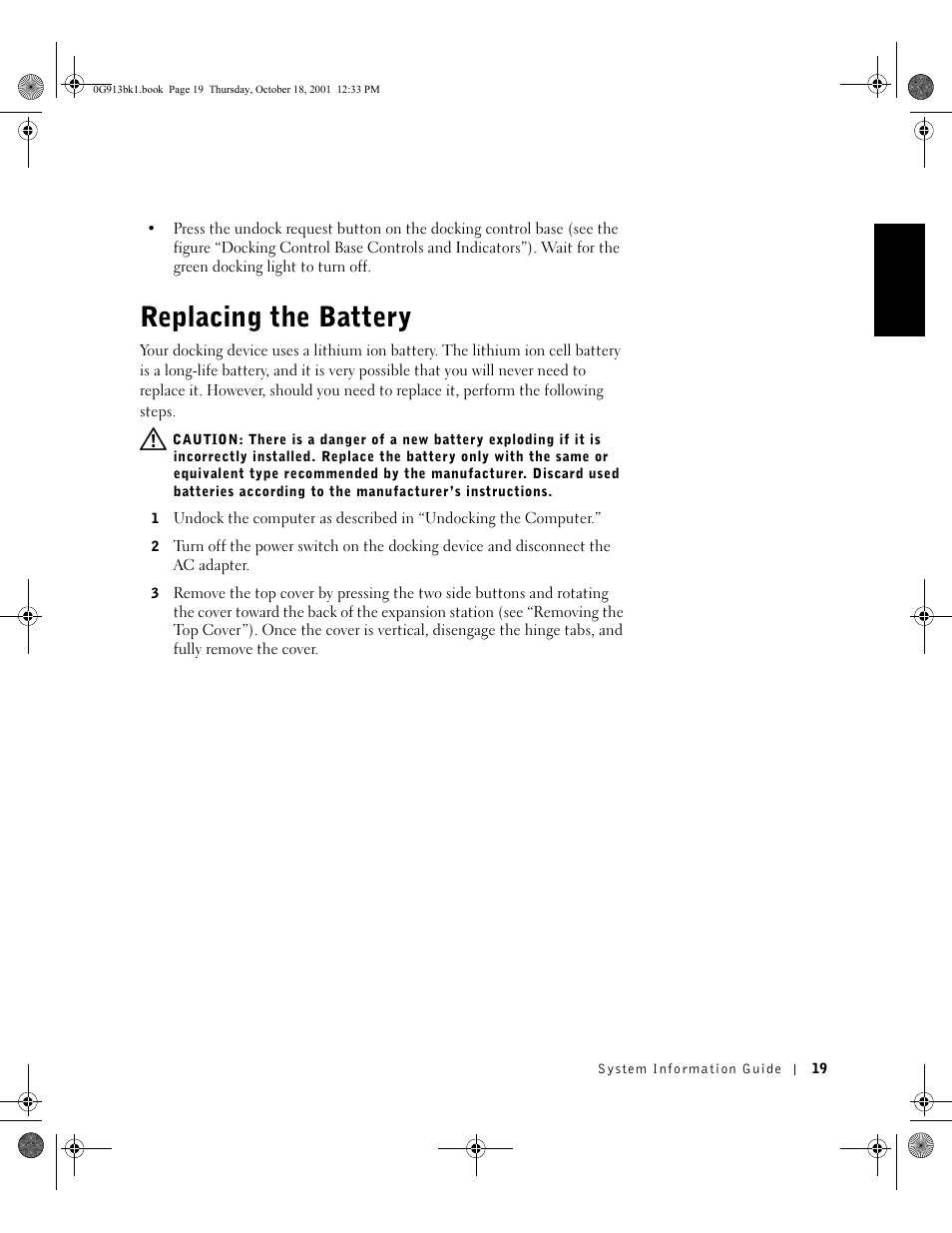 Replacing the battery | Dell C__Dock II Expansion Station User Manual | Page 21 / 532