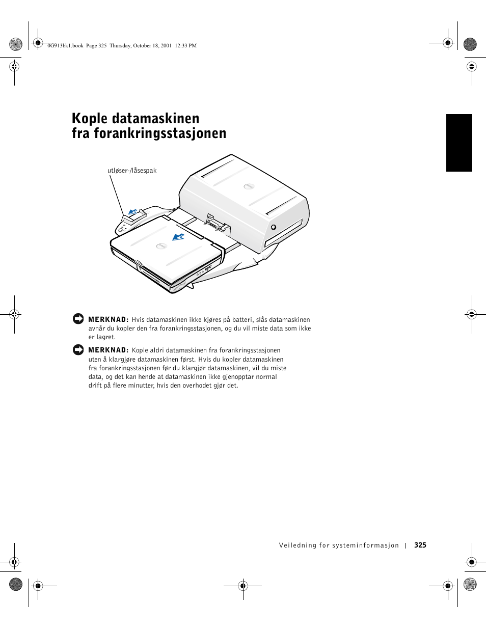 Kople datamaskinen fra forankringsstasjonen | Dell C__Dock II Expansion Station User Manual | Page 327 / 532