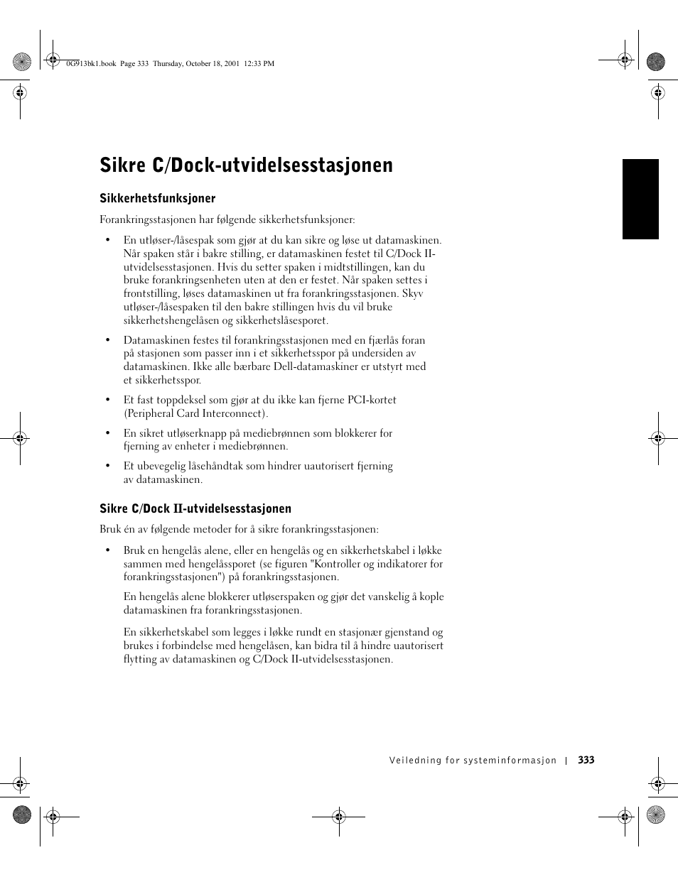 Sikre c/dock-utvidelsesstasjonen | Dell C__Dock II Expansion Station User Manual | Page 335 / 532