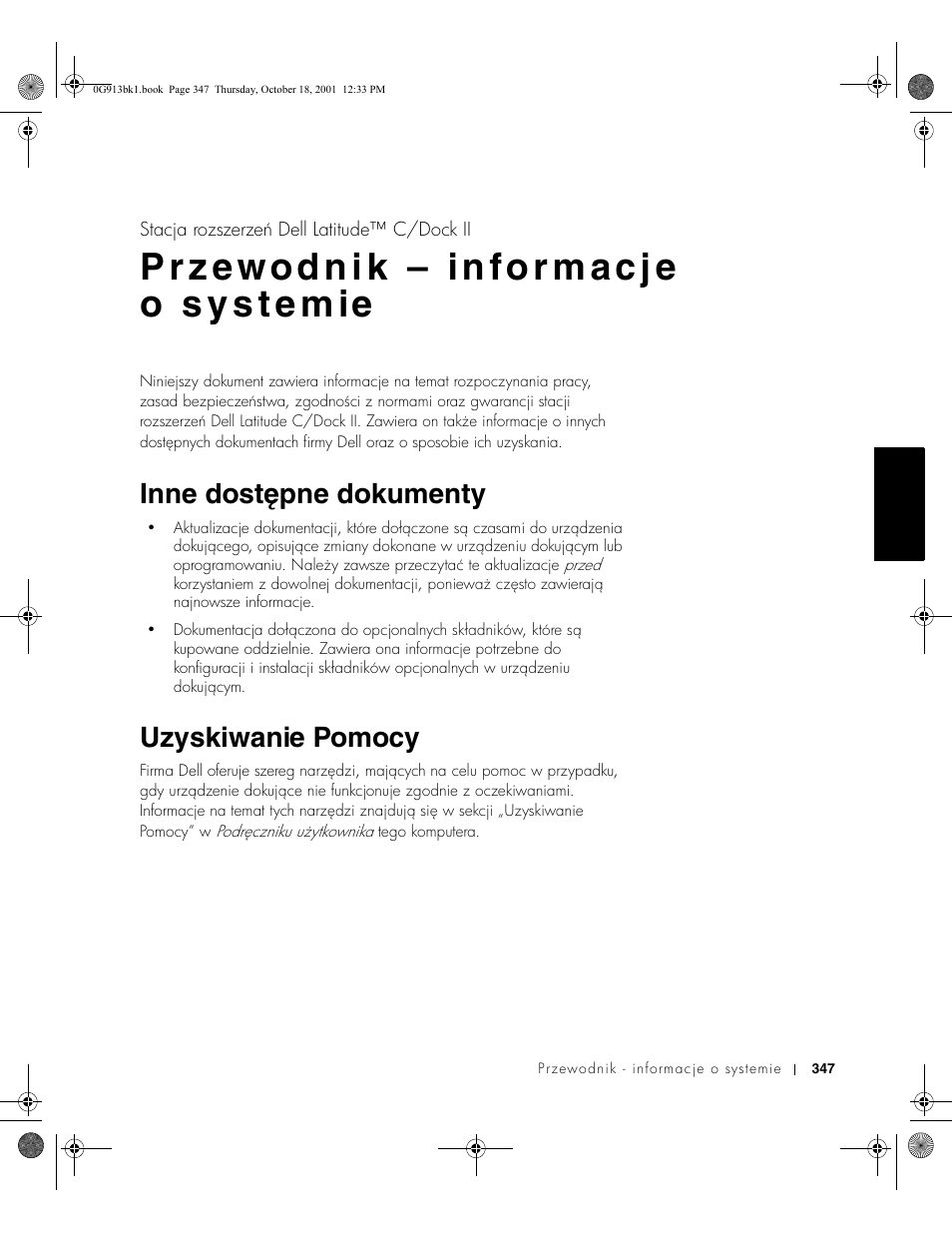 Inne dostępne dokumenty, Uzyskiwanie pomocy | Dell C__Dock II Expansion Station User Manual | Page 349 / 532