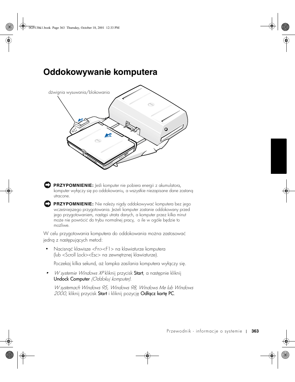 Oddokowywanie komputera | Dell C__Dock II Expansion Station User Manual | Page 365 / 532