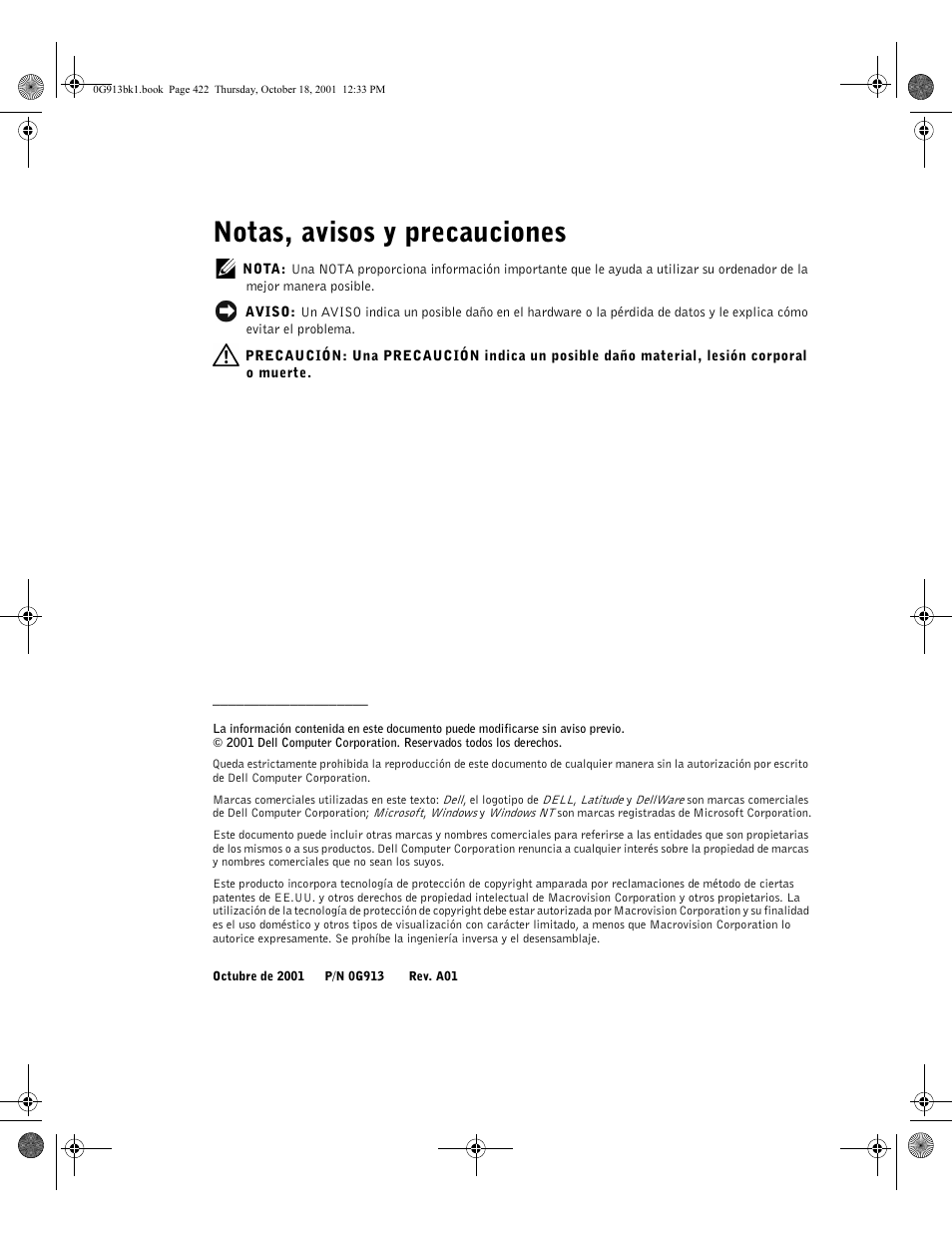Notas, avisos y precauciones | Dell C__Dock II Expansion Station User Manual | Page 424 / 532