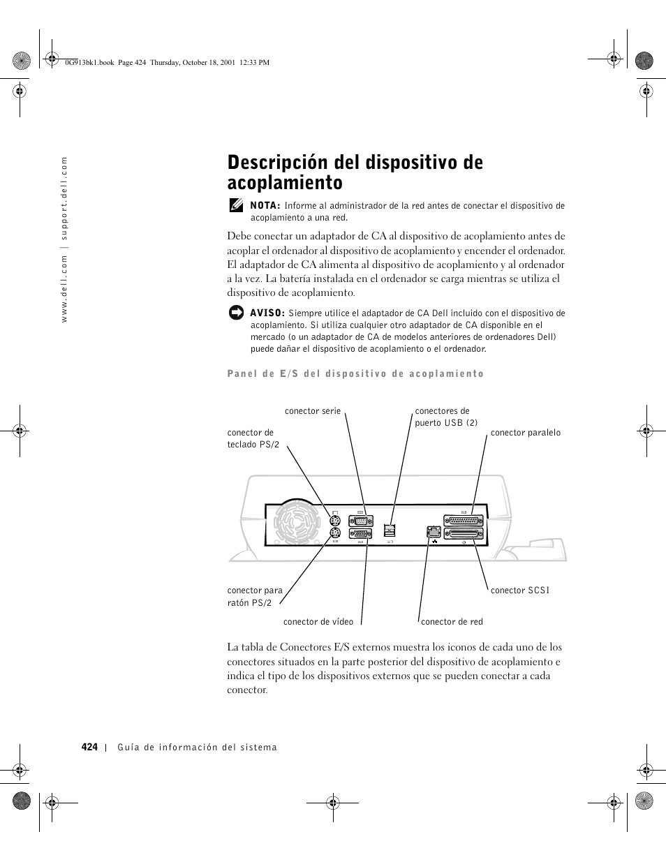 Descripción del dispositivo de acoplamiento | Dell C__Dock II Expansion Station User Manual | Page 426 / 532