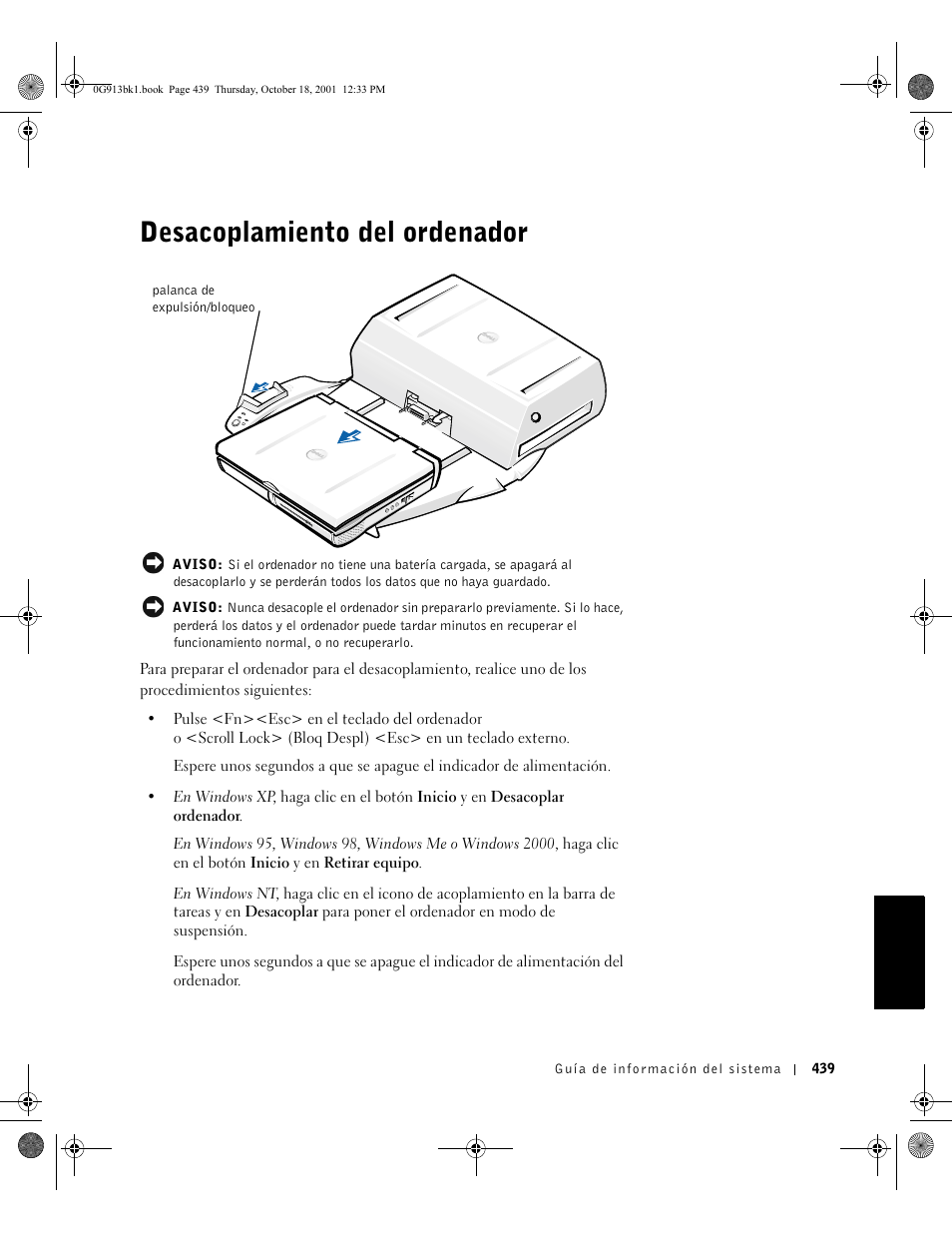 Desacoplamiento del ordenador | Dell C__Dock II Expansion Station User Manual | Page 441 / 532