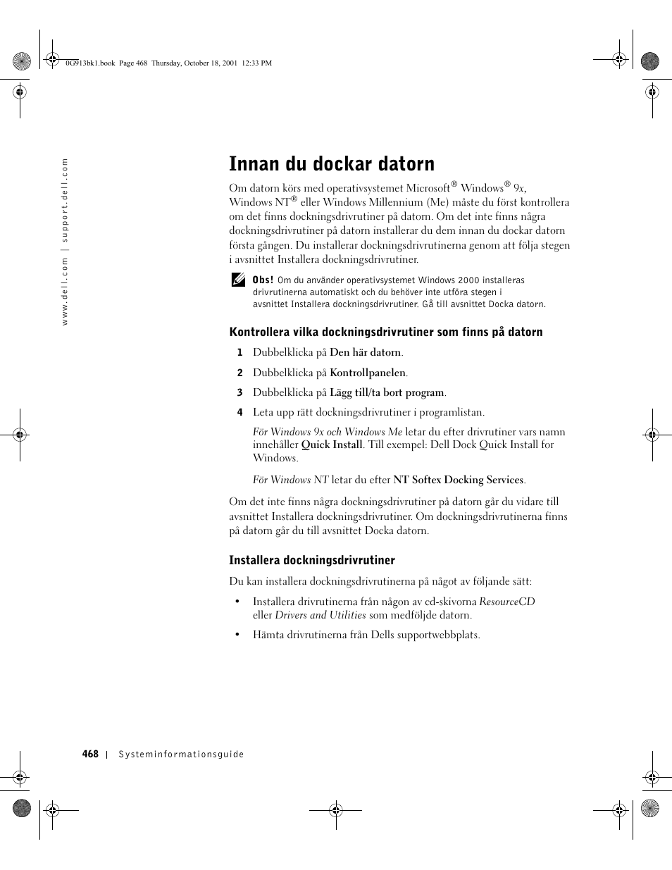 Innan du dockar datorn | Dell C__Dock II Expansion Station User Manual | Page 470 / 532