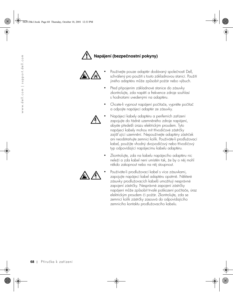 Napájení (bezpečnostní pokyny) | Dell C__Dock II Expansion Station User Manual | Page 70 / 532