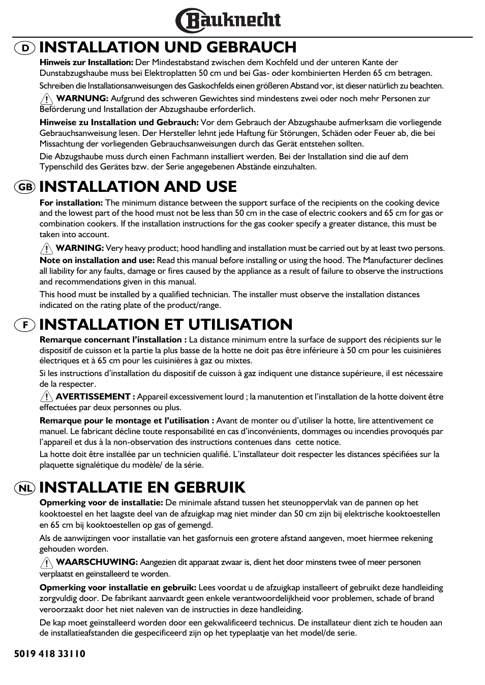 BAUKNECHT DF 5563 IN User Manual | 32 pages