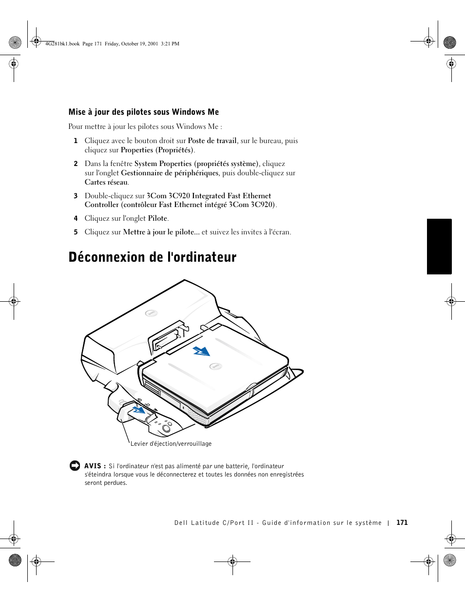 Déconnexion de l'ordinateur | Dell C__Port II APR User Manual | Page 173 / 438