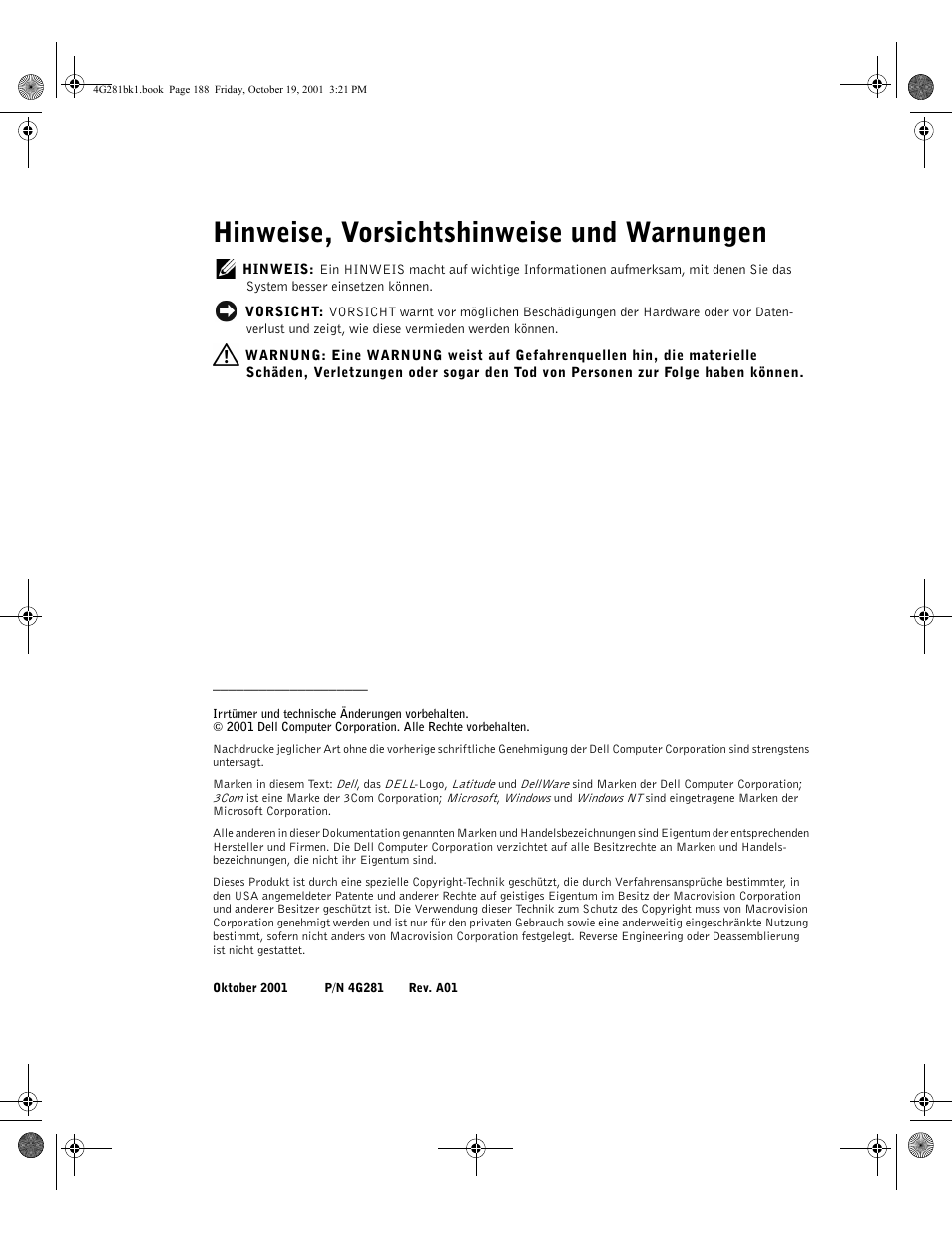Hinweise, vorsichtshinweise und warnungen | Dell C__Port II APR User Manual | Page 190 / 438