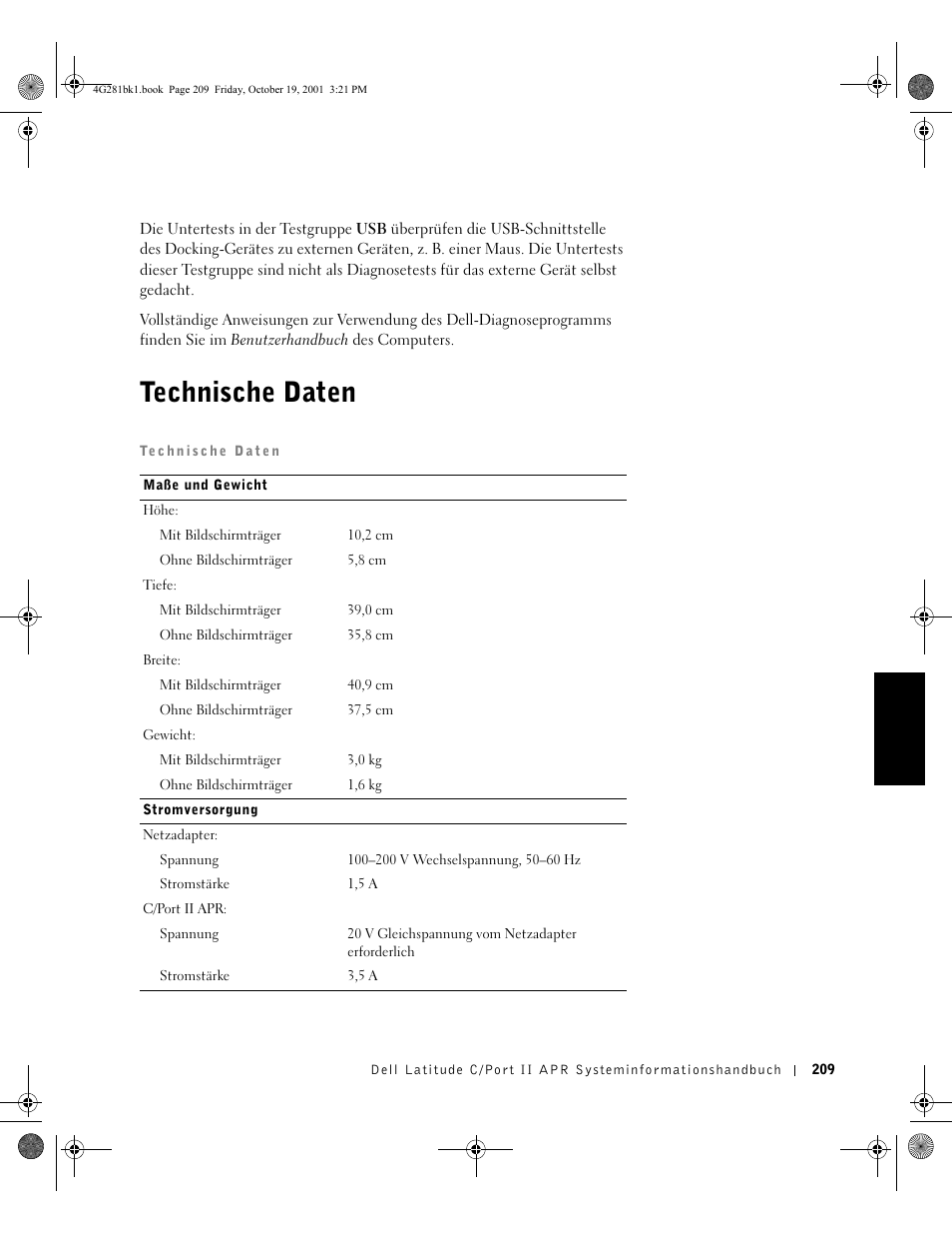 Technische daten | Dell C__Port II APR User Manual | Page 211 / 438