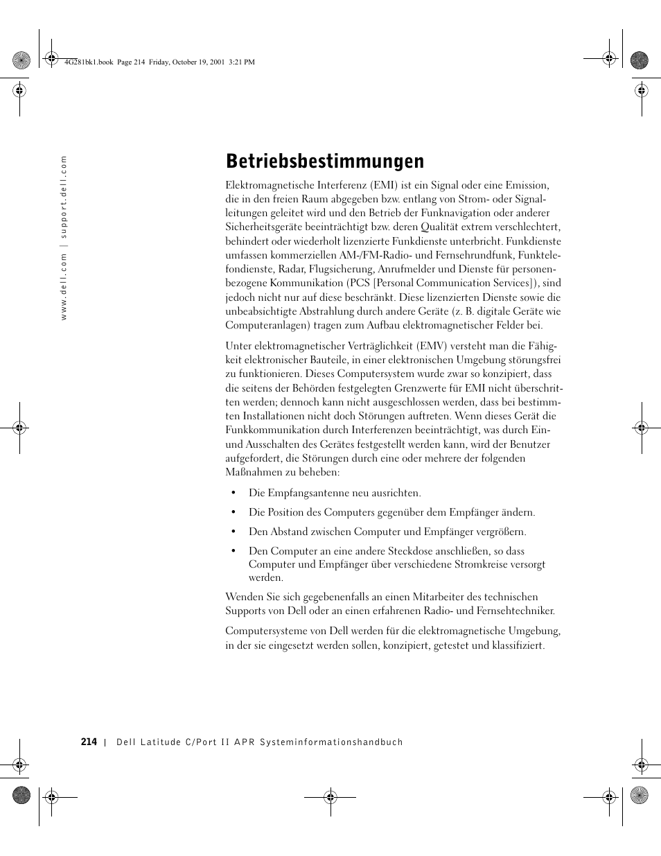 Betriebsbestimmungen | Dell C__Port II APR User Manual | Page 216 / 438