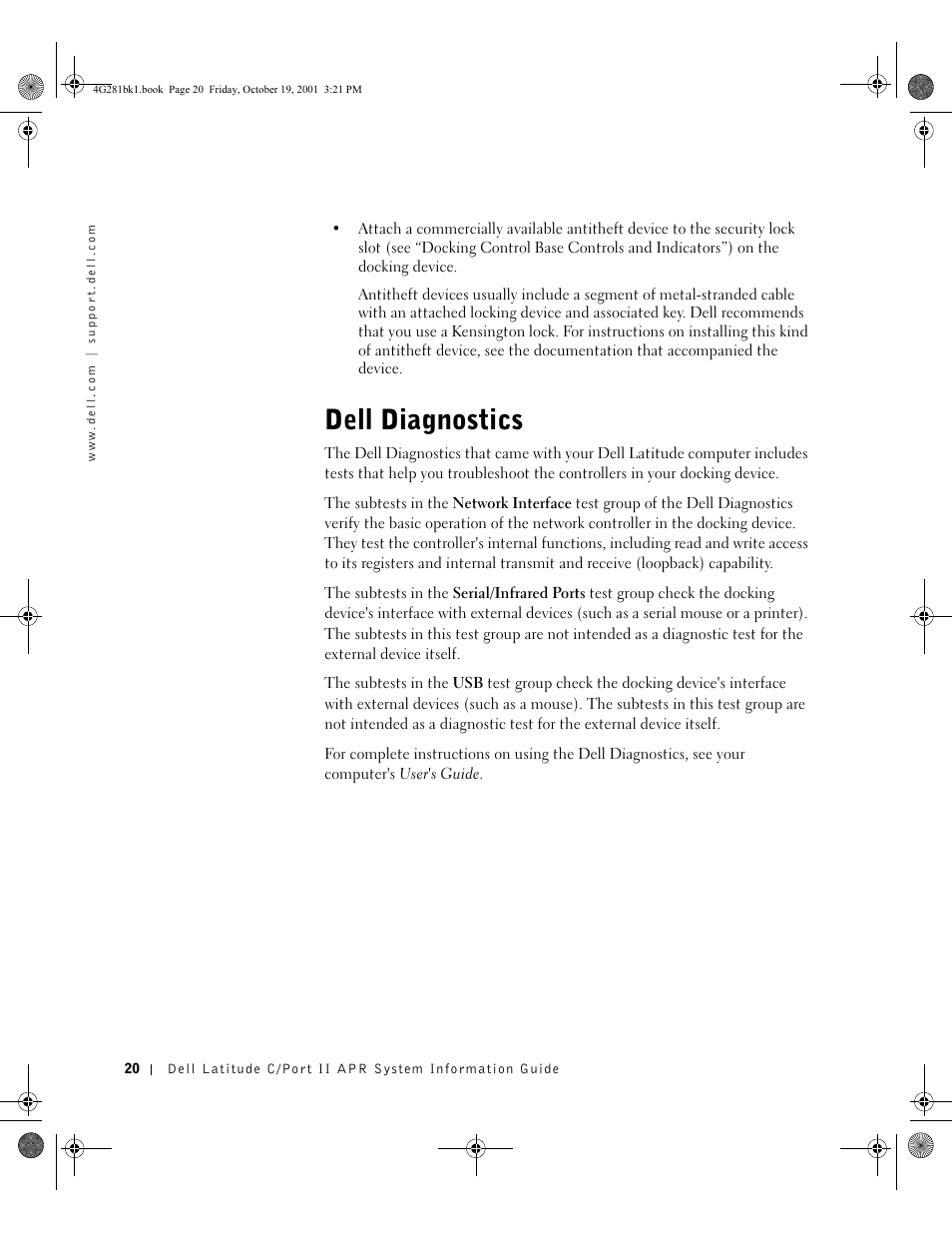 Dell diagnostics | Dell C__Port II APR User Manual | Page 22 / 438