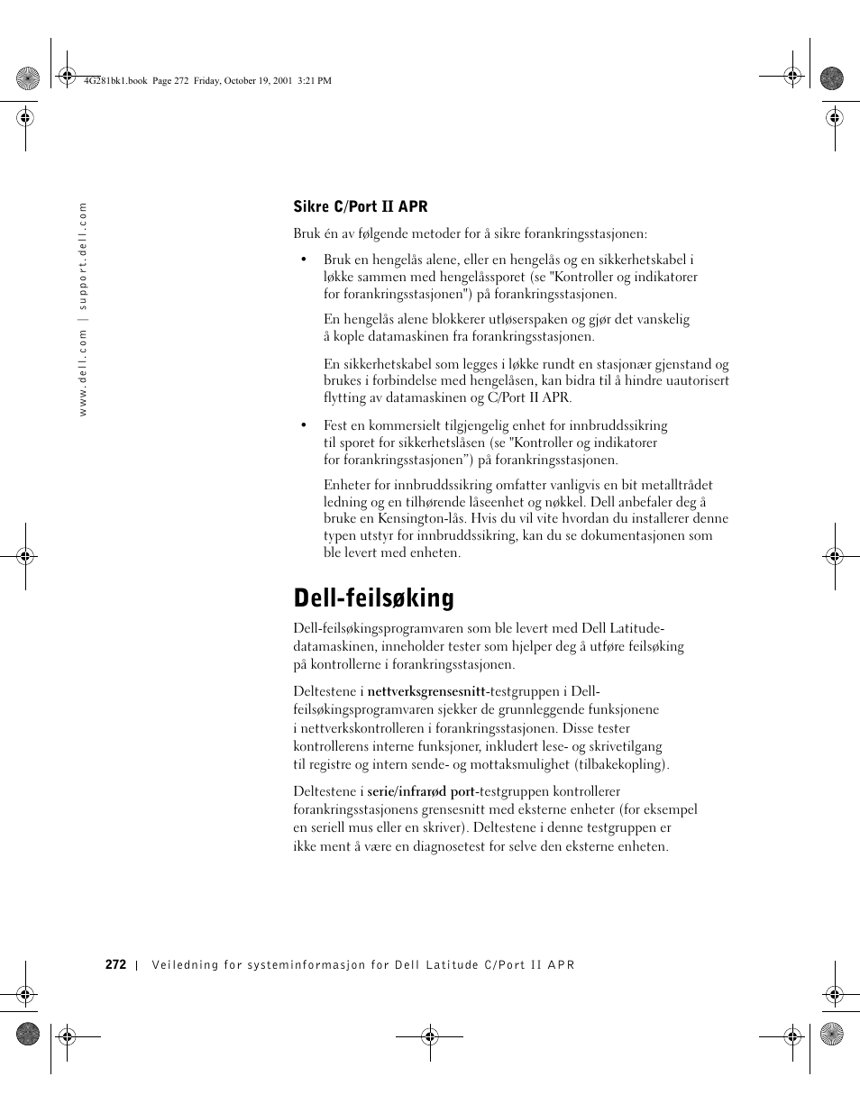 Dell-feilsøking | Dell C__Port II APR User Manual | Page 274 / 438